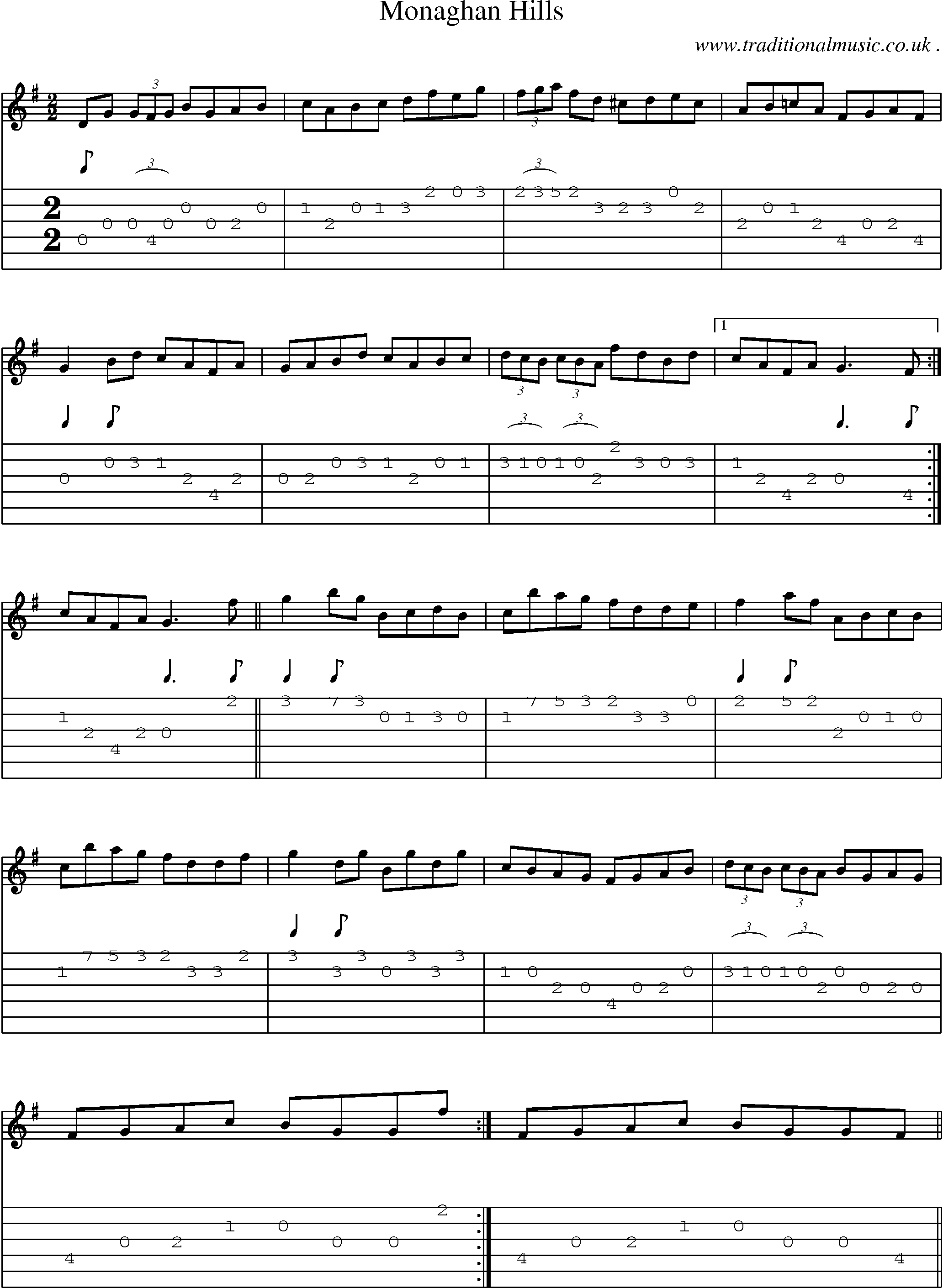 Sheet-Music and Guitar Tabs for Monaghan Hills