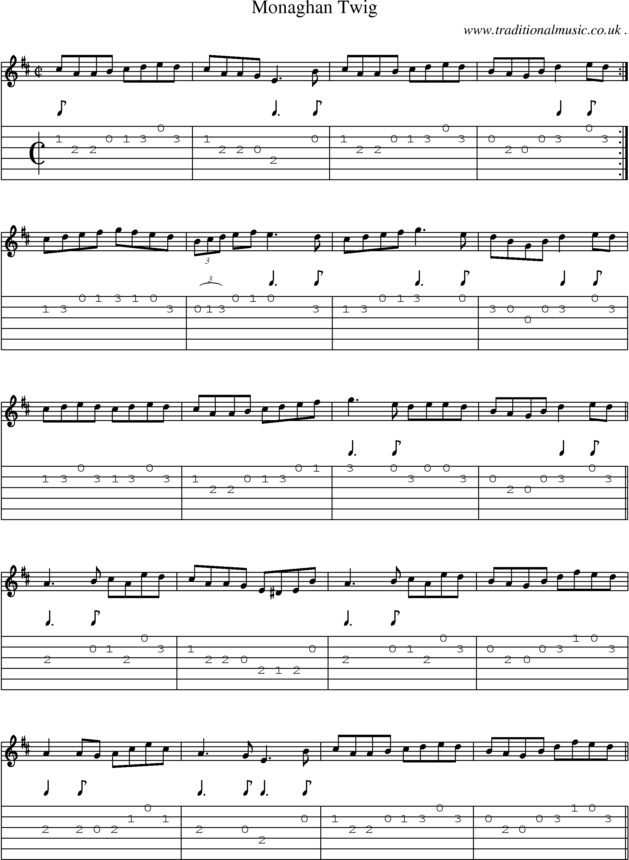 Sheet-Music and Guitar Tabs for Monaghan Twig
