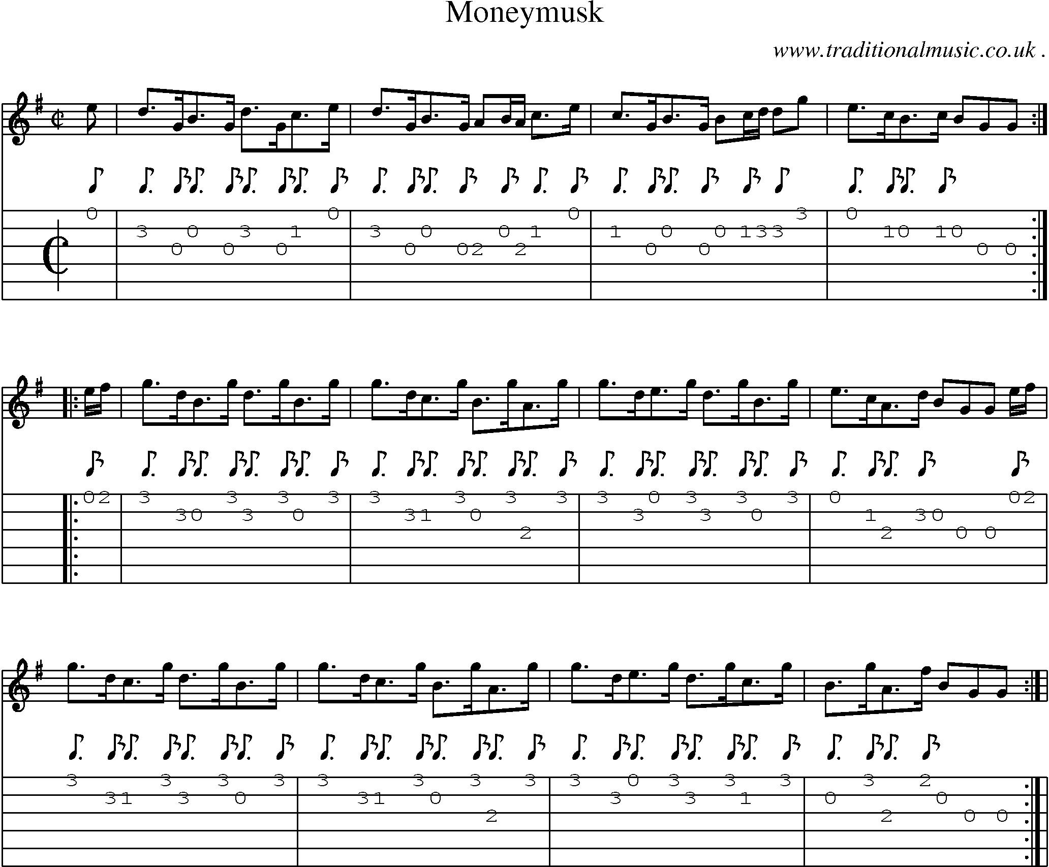 Sheet-Music and Guitar Tabs for Moneymusk