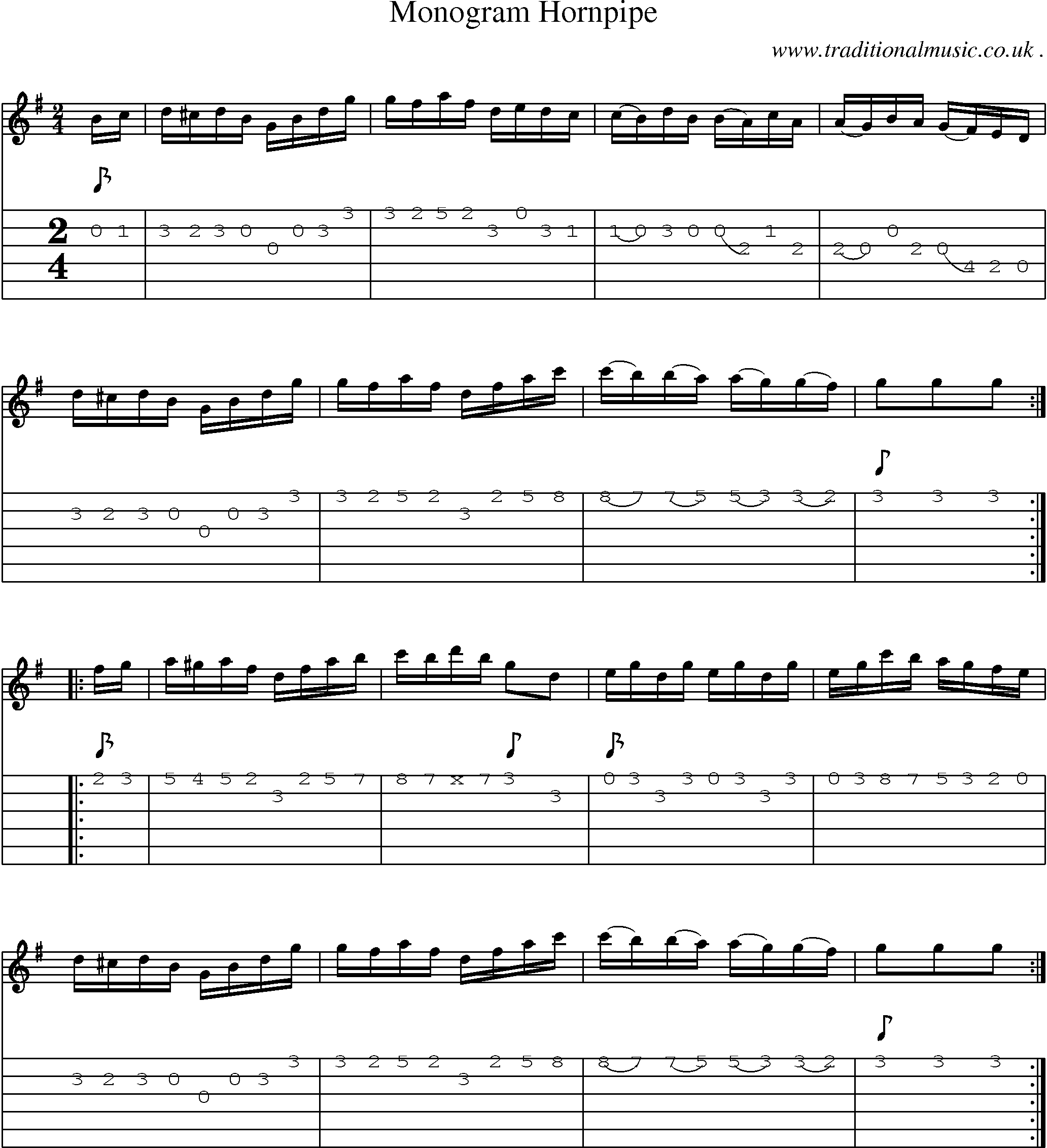 Sheet-Music and Guitar Tabs for Monogram Hornpipe