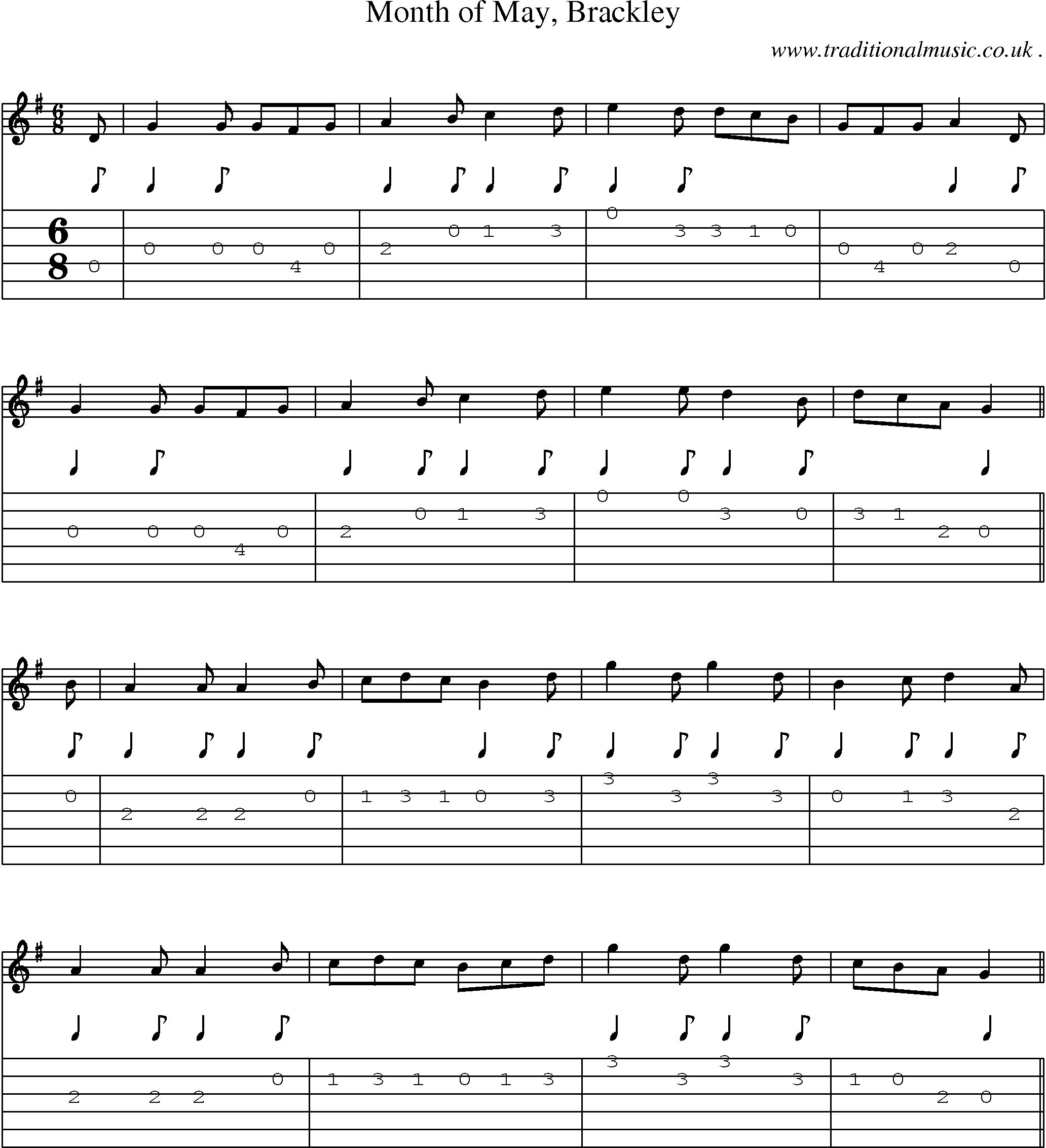 Sheet-Music and Guitar Tabs for Month Of May Brackley