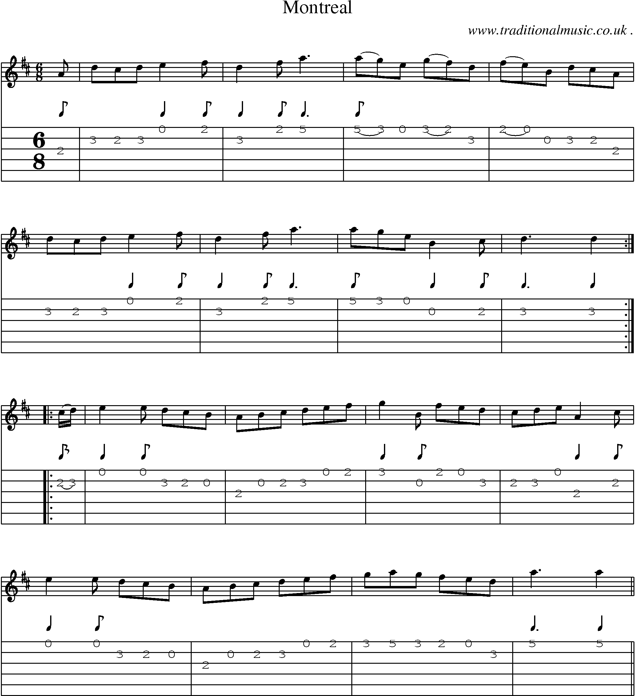 Sheet-Music and Guitar Tabs for Montreal