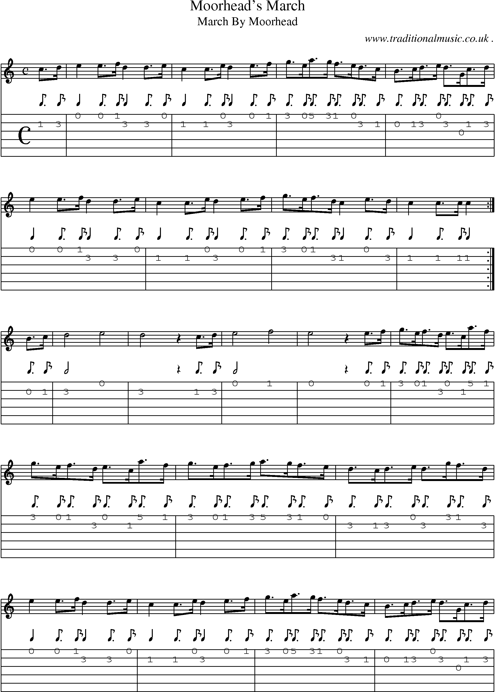 Sheet-Music and Guitar Tabs for Moorheads March