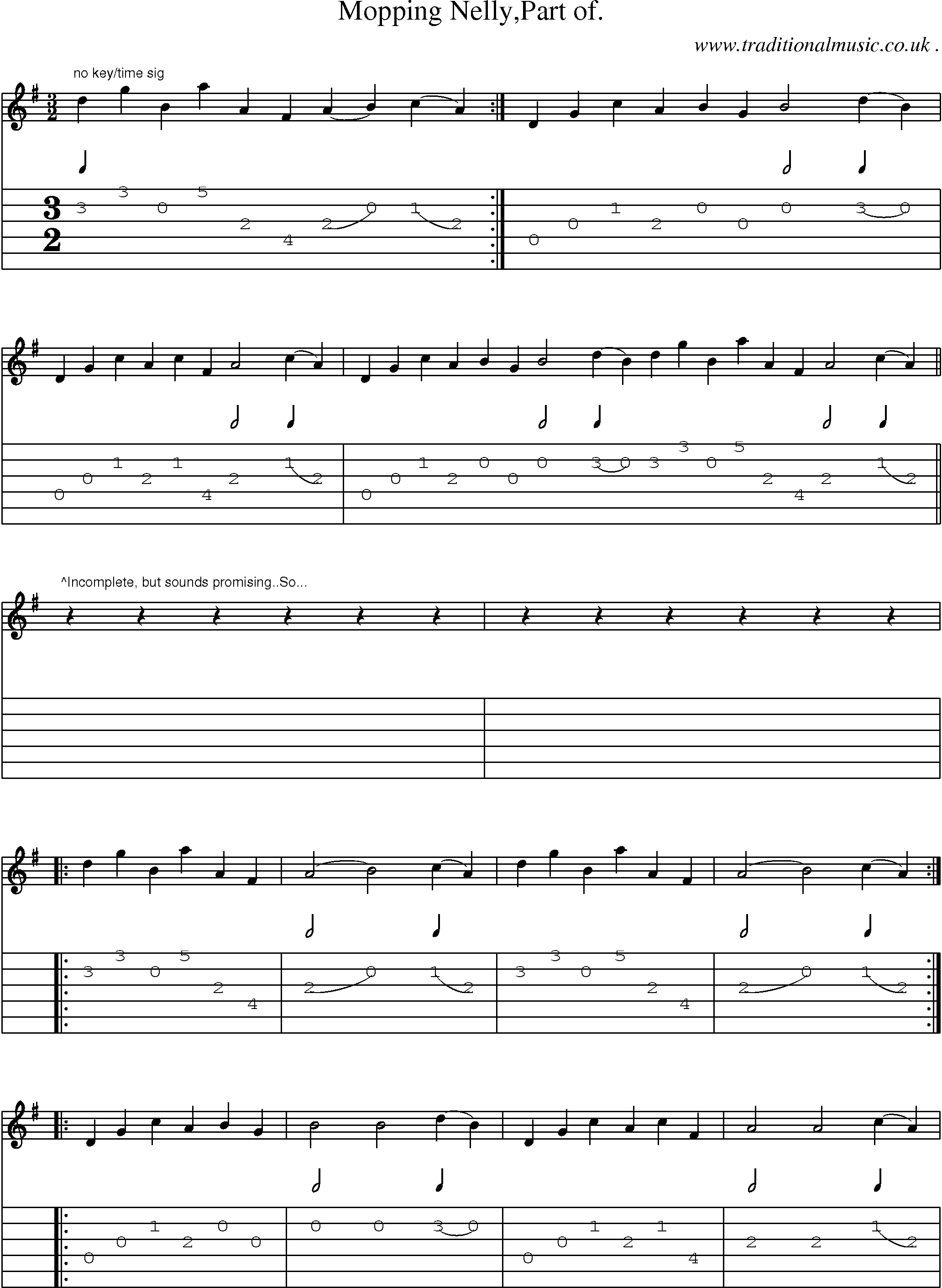 Sheet-Music and Guitar Tabs for Mopping Nellypart Of