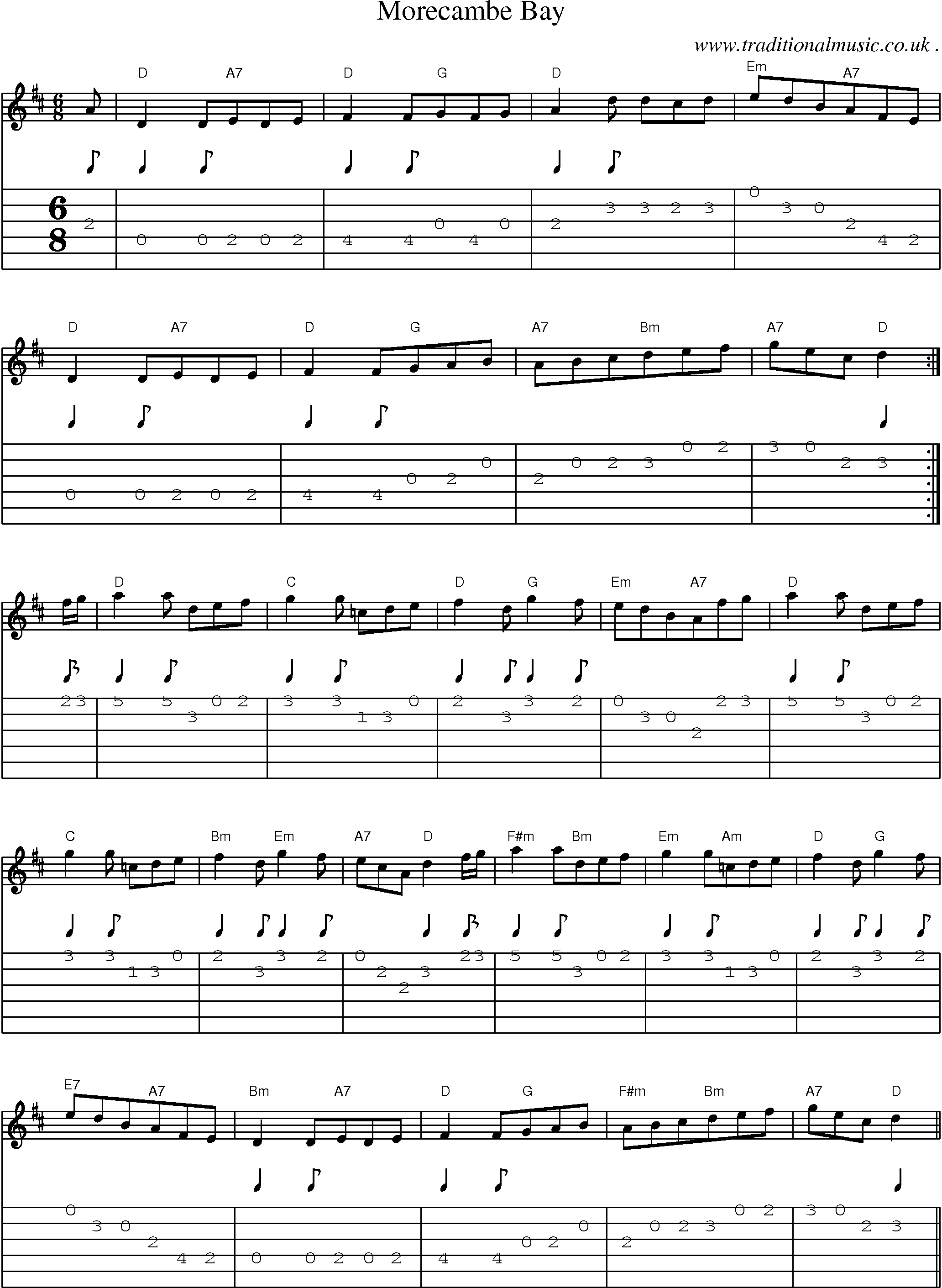 Sheet-Music and Guitar Tabs for Morecambe Bay
