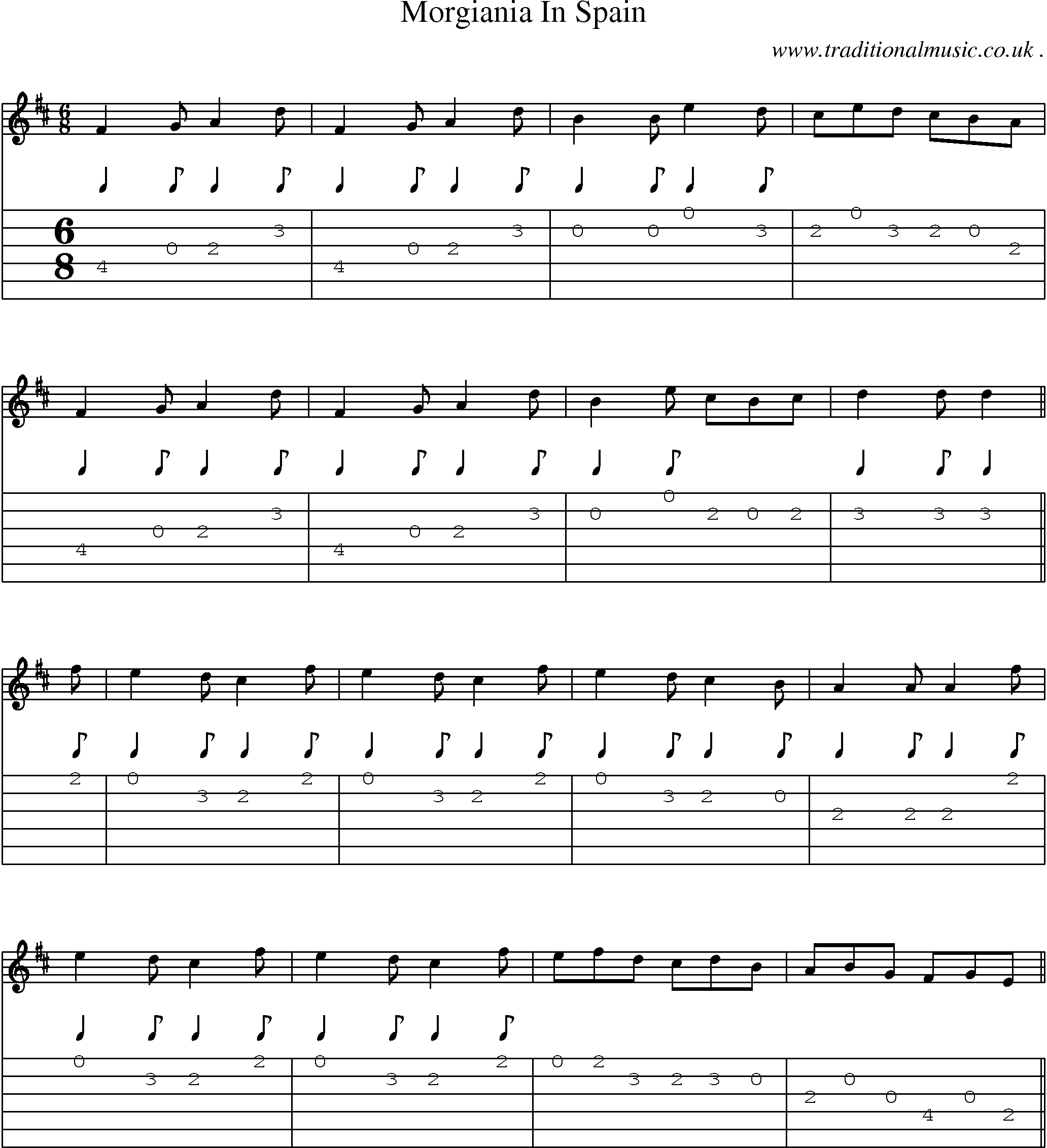 Sheet-Music and Guitar Tabs for Morgiania In Spain