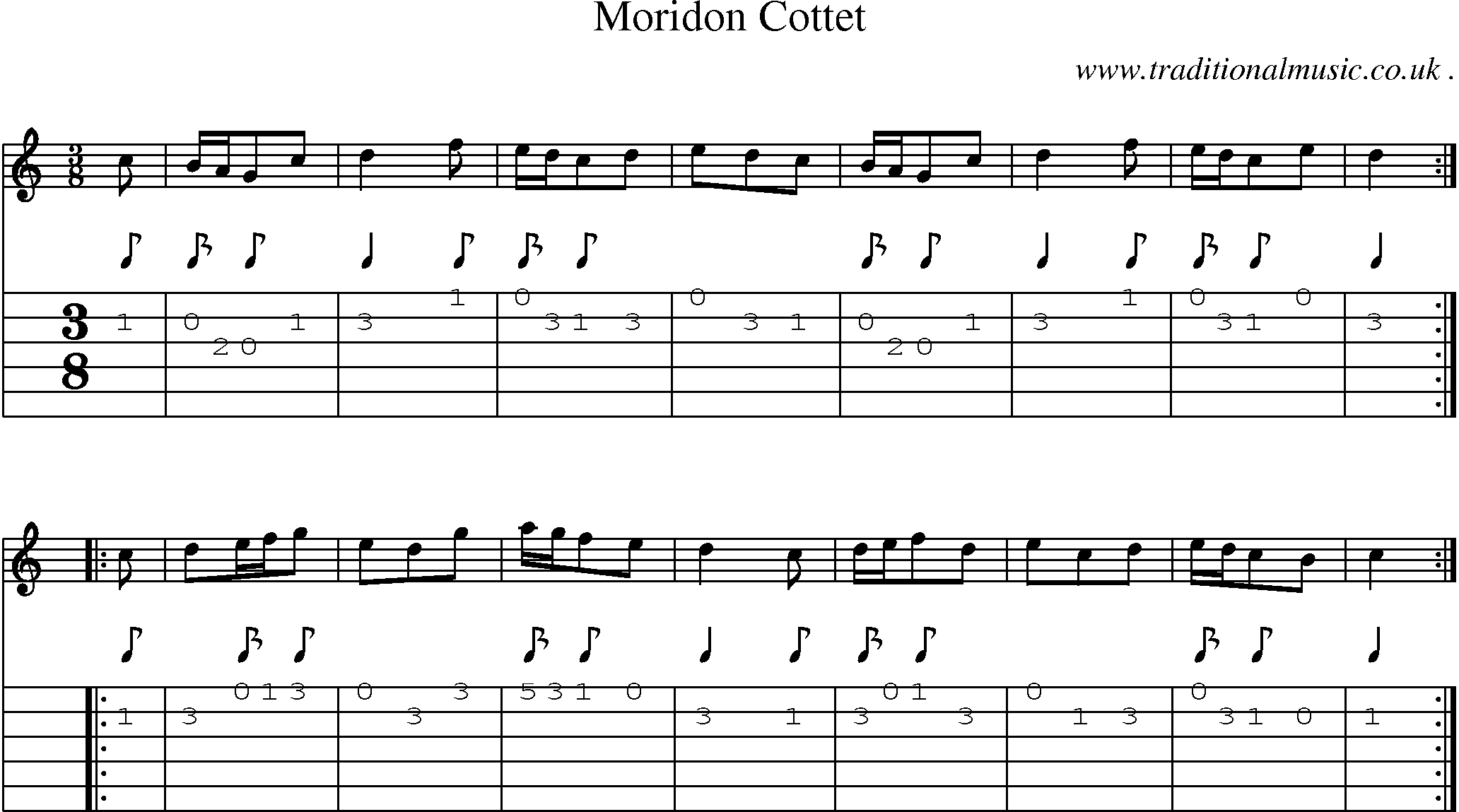 Sheet-Music and Guitar Tabs for Moridon Cottet