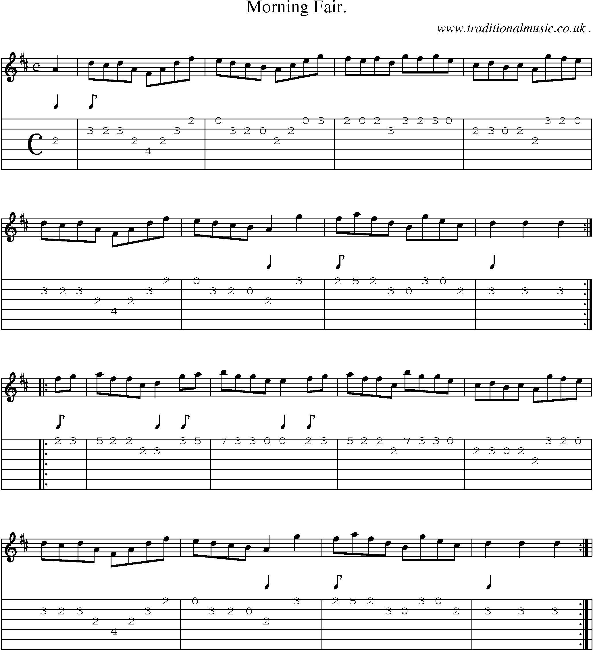 Sheet-Music and Guitar Tabs for Morning Fair