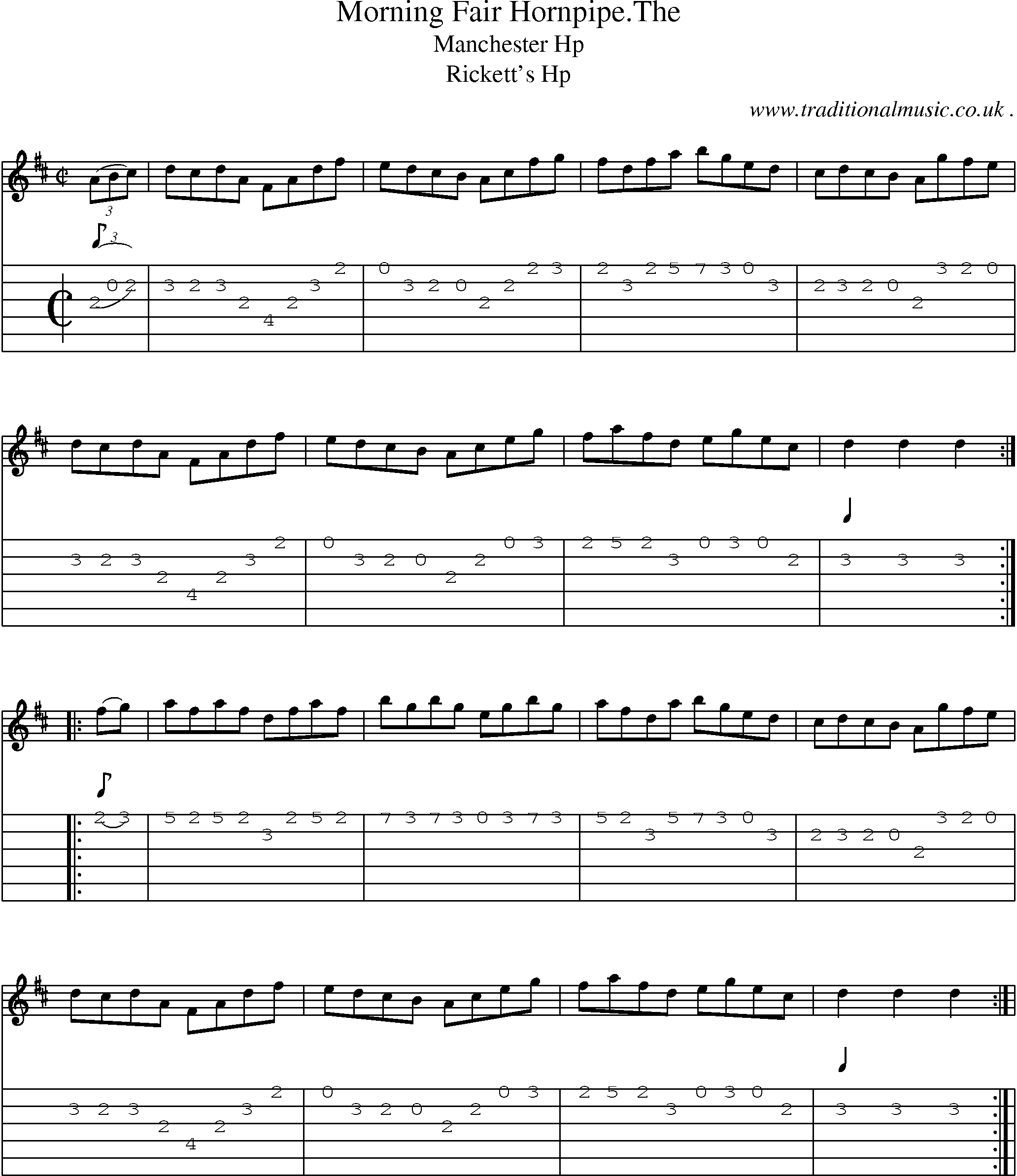 Sheet-Music and Guitar Tabs for Morning Fair Hornpipethe