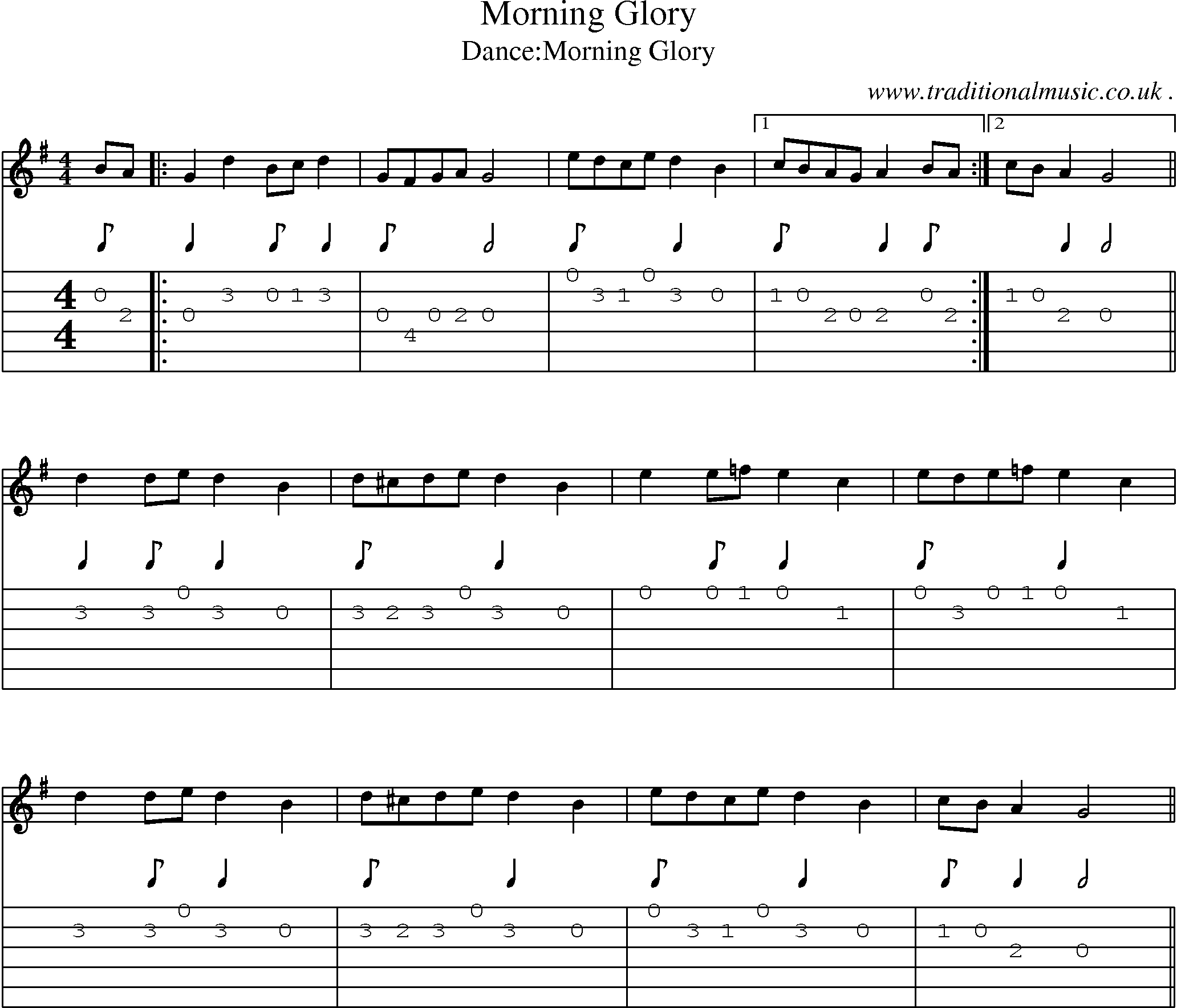 Sheet-Music and Guitar Tabs for Morning Glory