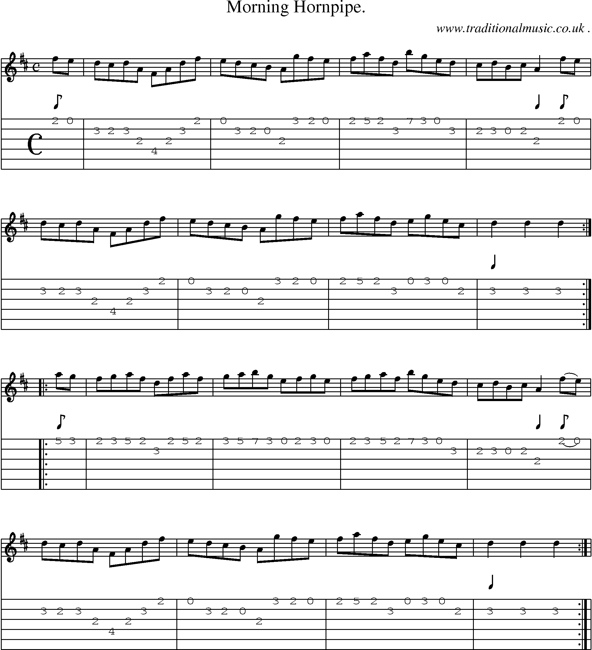 Sheet-Music and Guitar Tabs for Morning Hornpipe