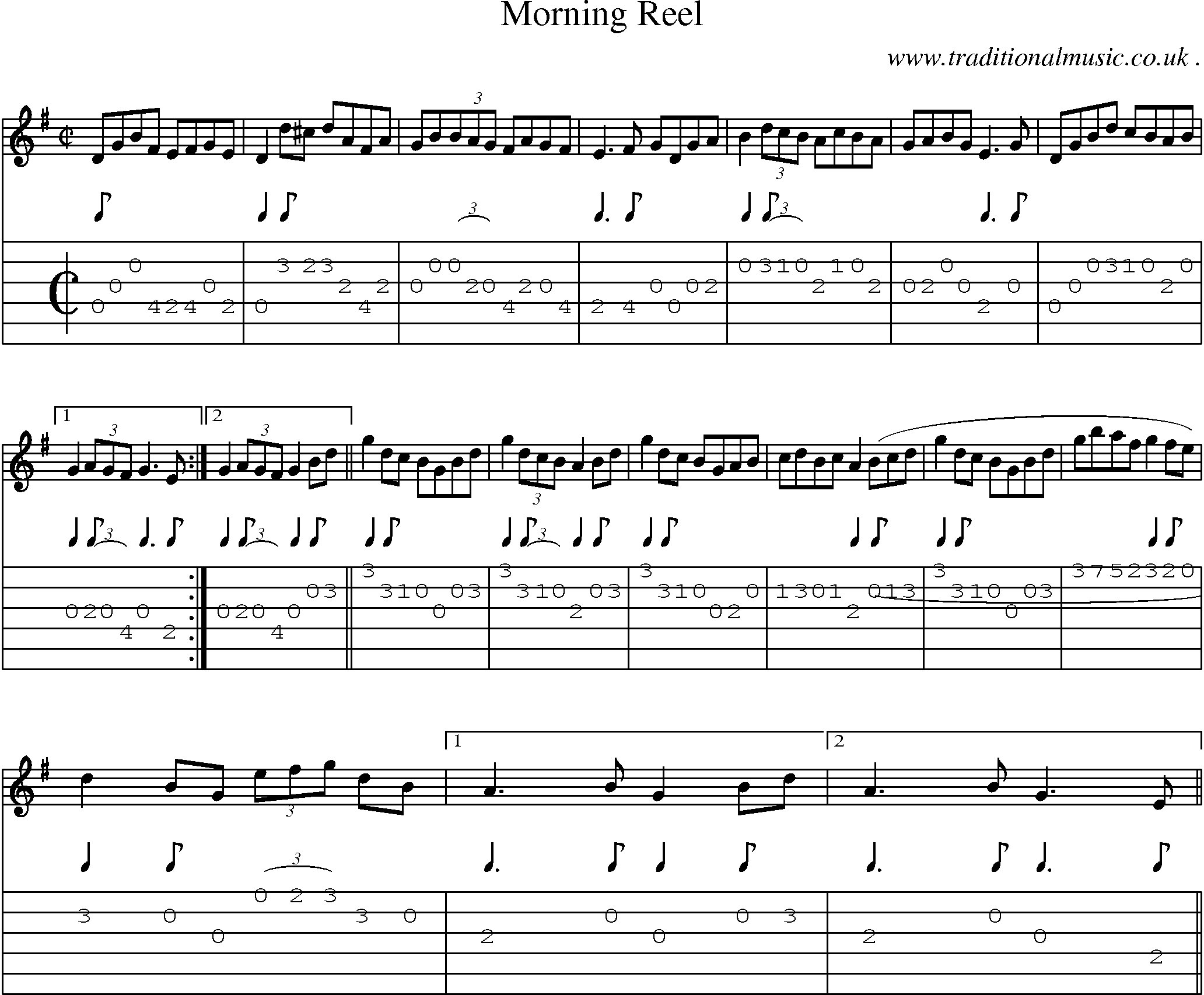Sheet-Music and Guitar Tabs for Morning Reel