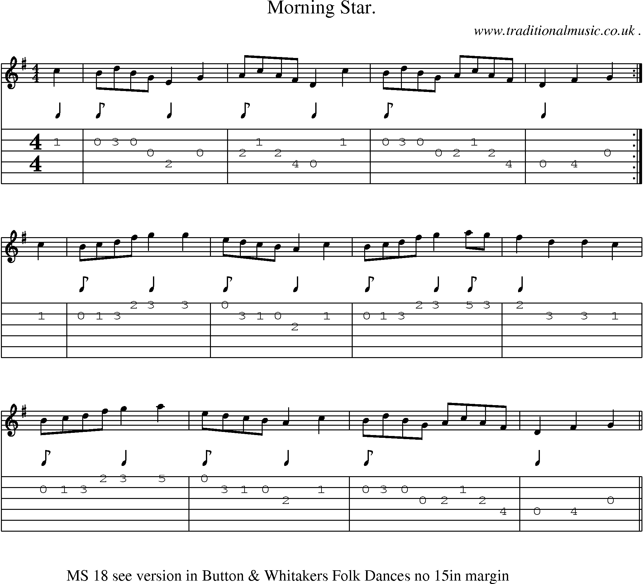 Sheet-Music and Guitar Tabs for Morning Star