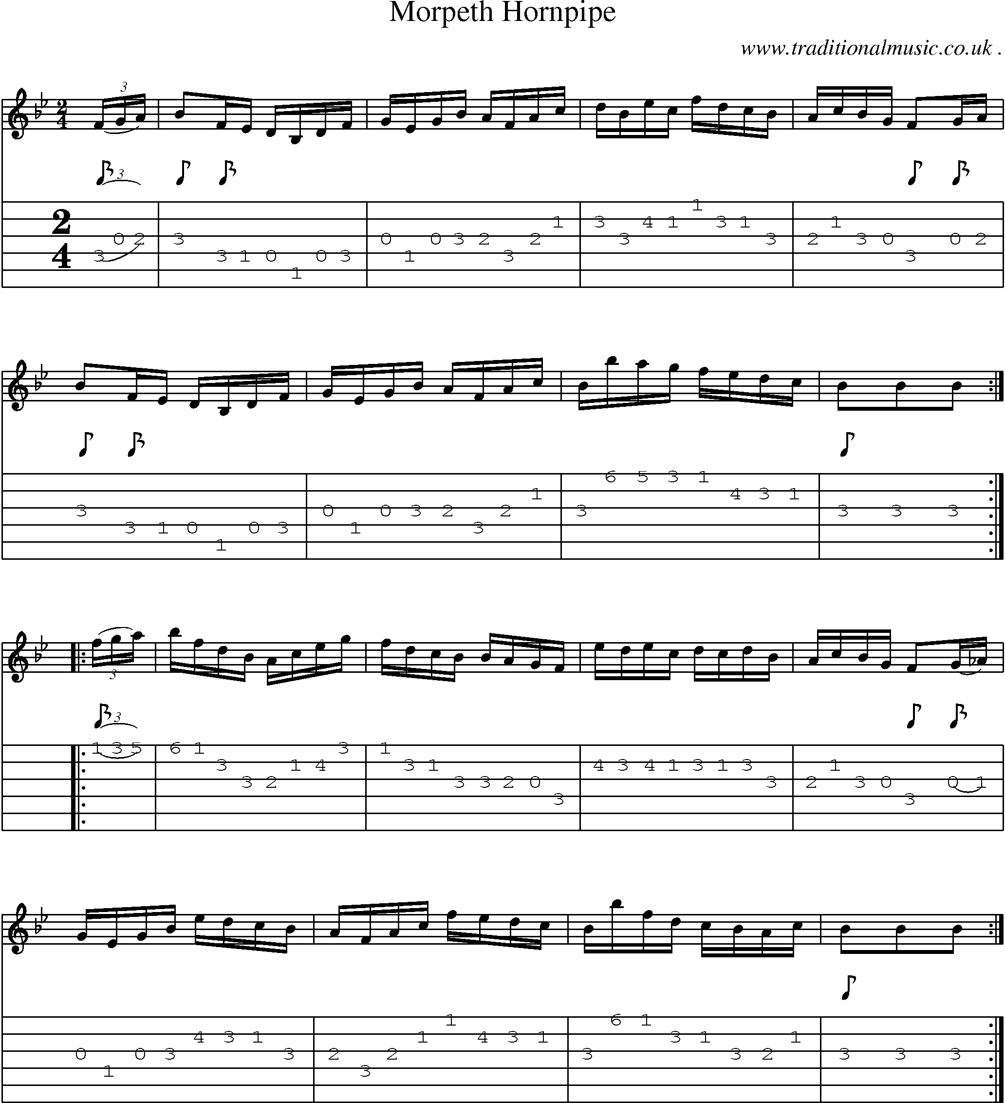 Sheet-Music and Guitar Tabs for Morpeth Hornpipe
