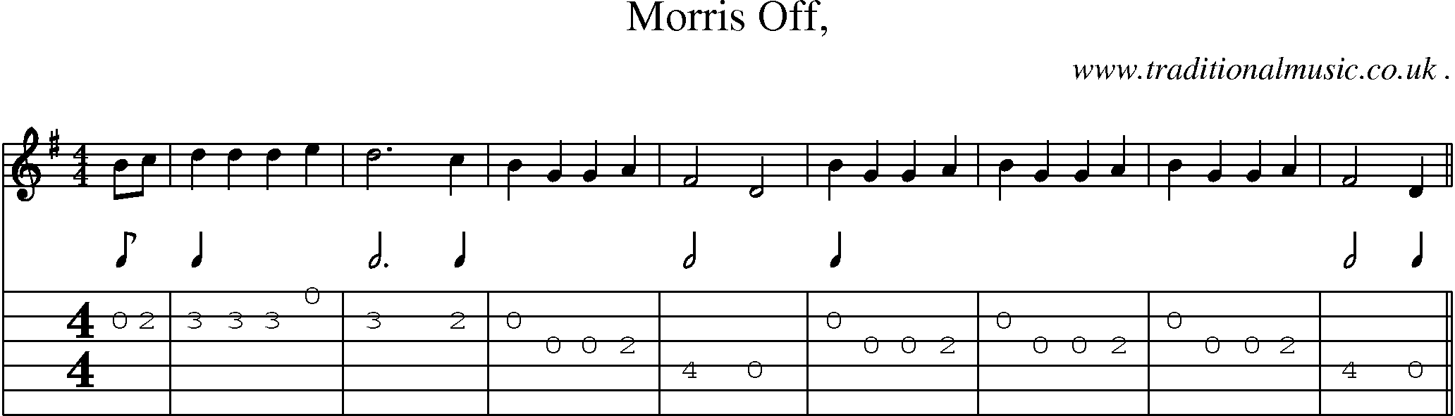 Sheet-Music and Guitar Tabs for Morris Off 