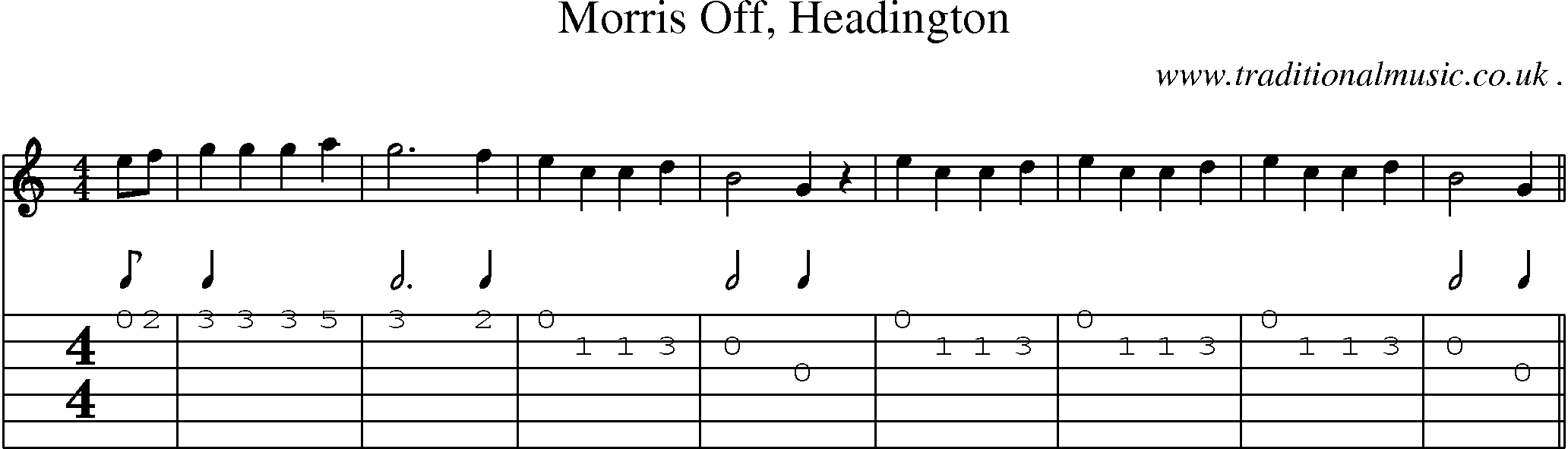 Sheet-Music and Guitar Tabs for Morris Off Headington