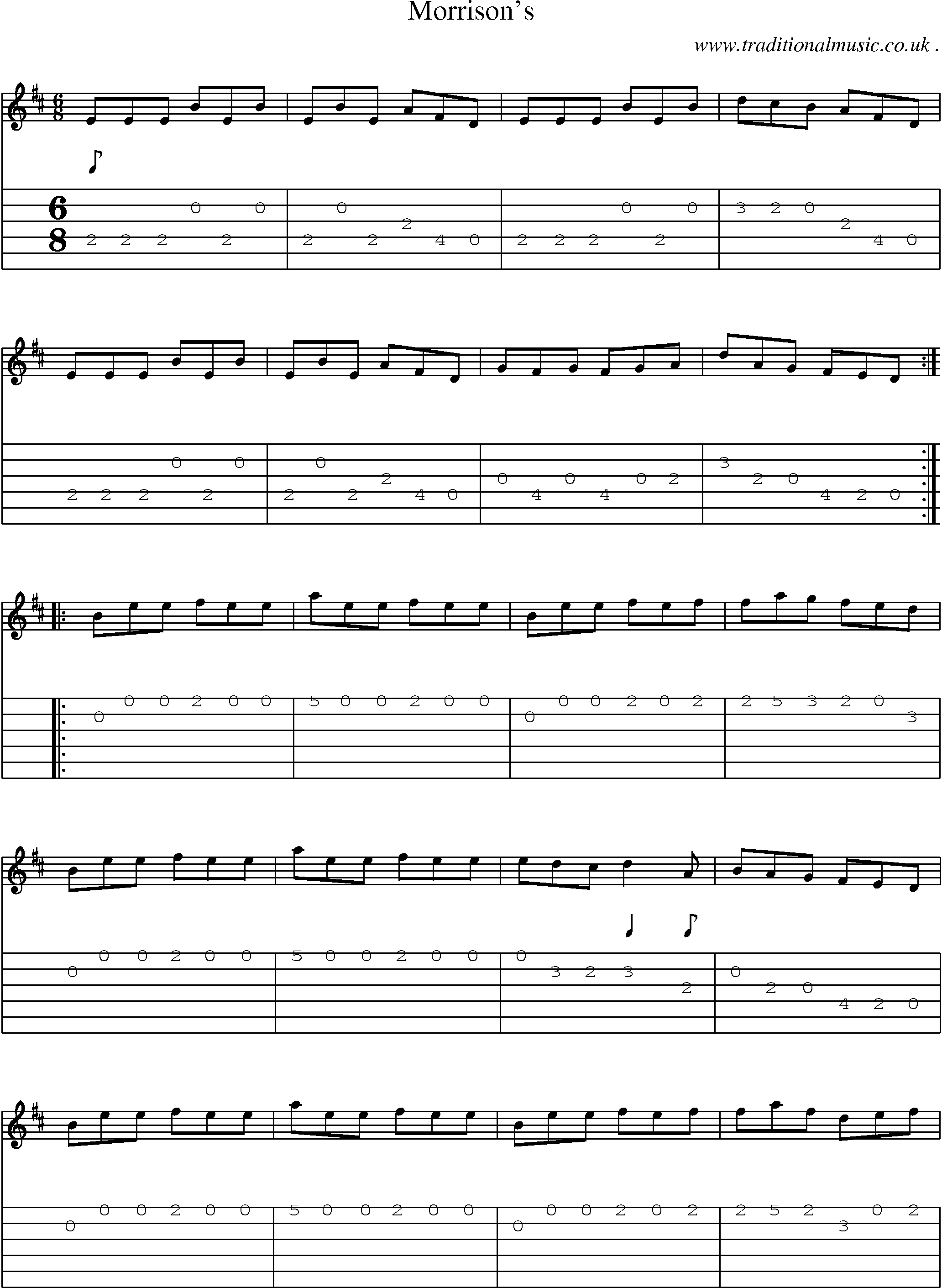 Sheet-Music and Guitar Tabs for Morrison