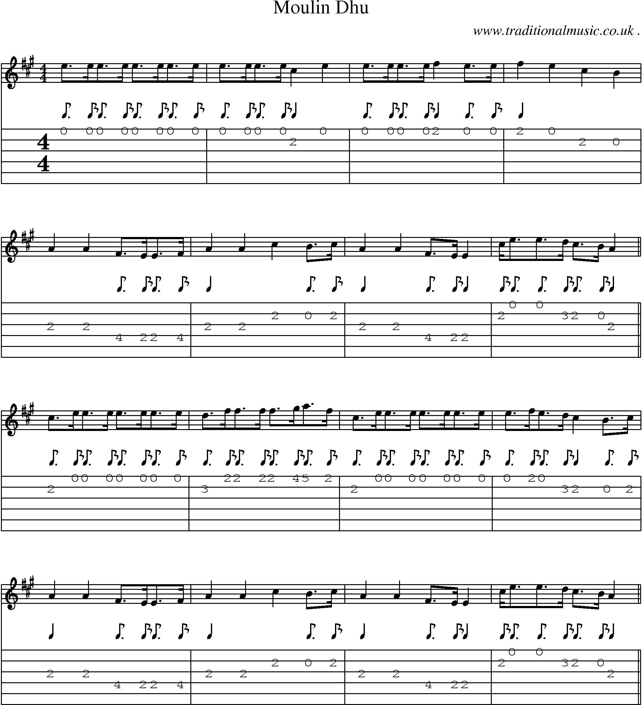 Sheet-Music and Guitar Tabs for Moulin Dhu