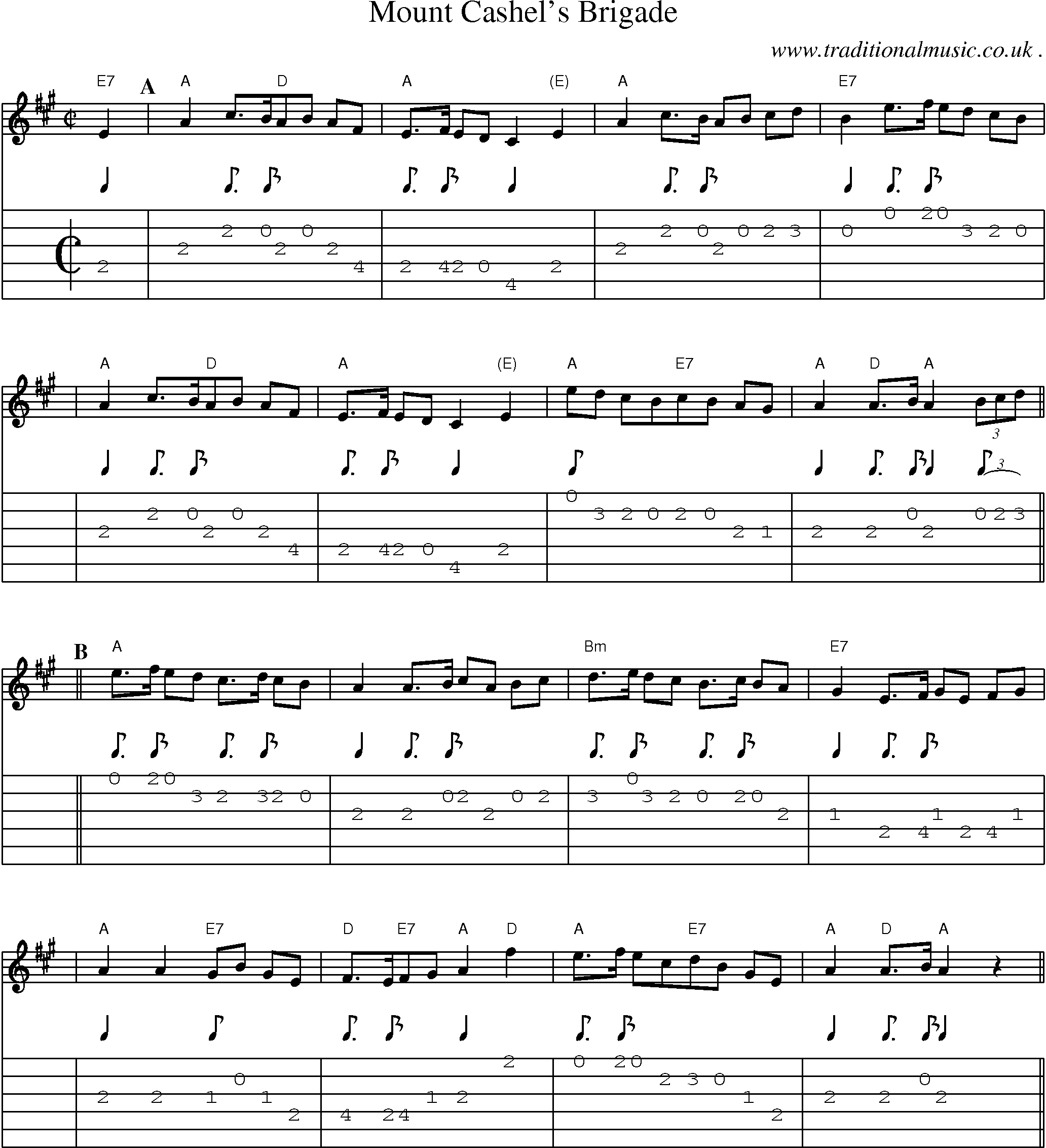 Sheet-Music and Guitar Tabs for Mount Cashels Brigade