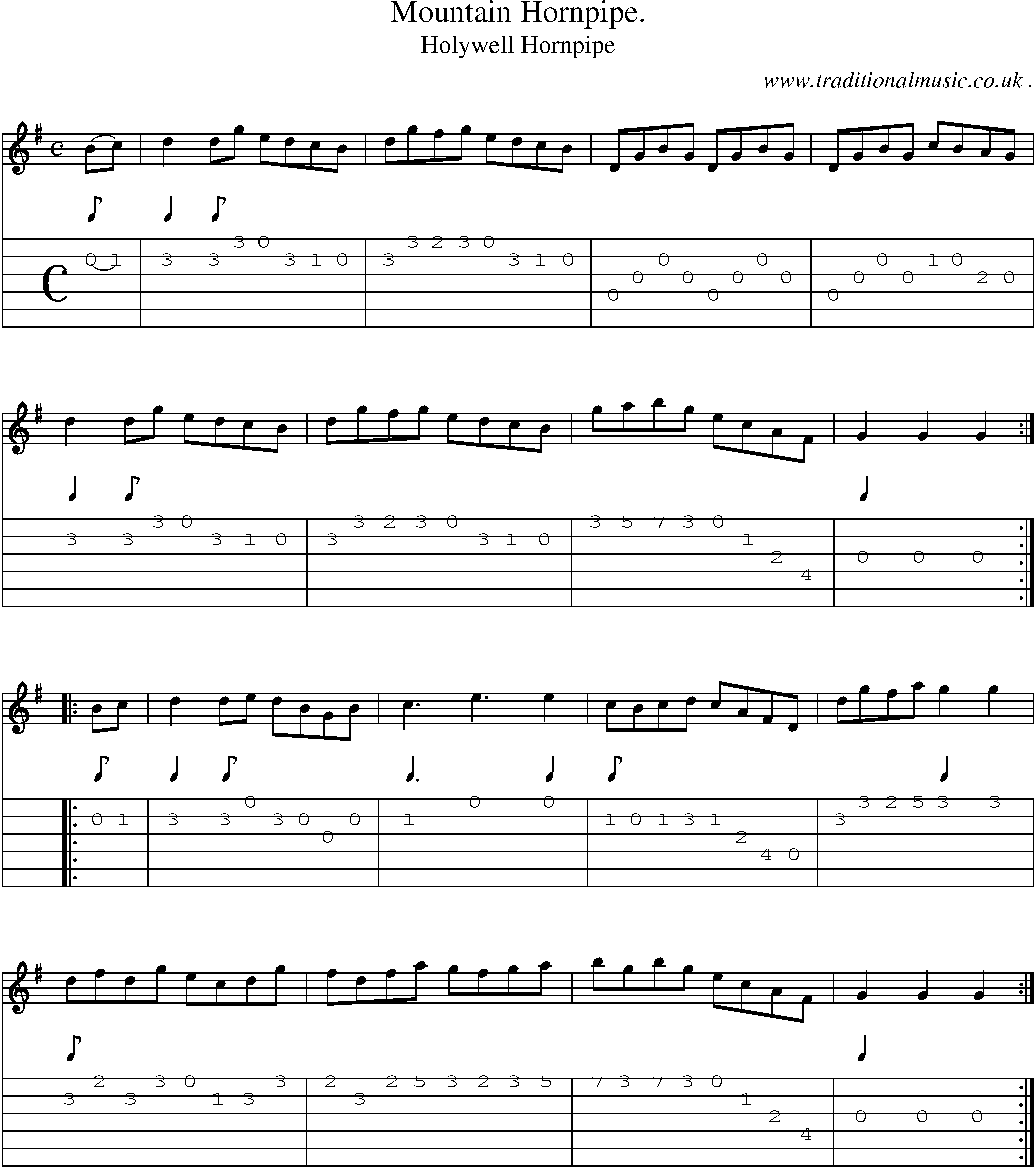 Sheet-Music and Guitar Tabs for Mountain Hornpipe