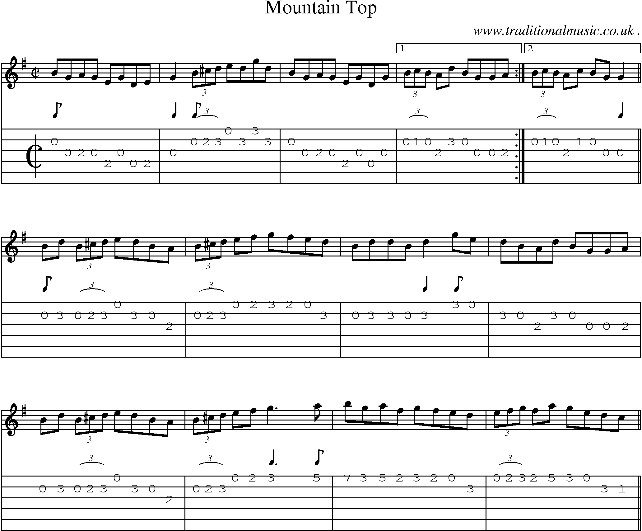 Sheet-Music and Guitar Tabs for Mountain Top