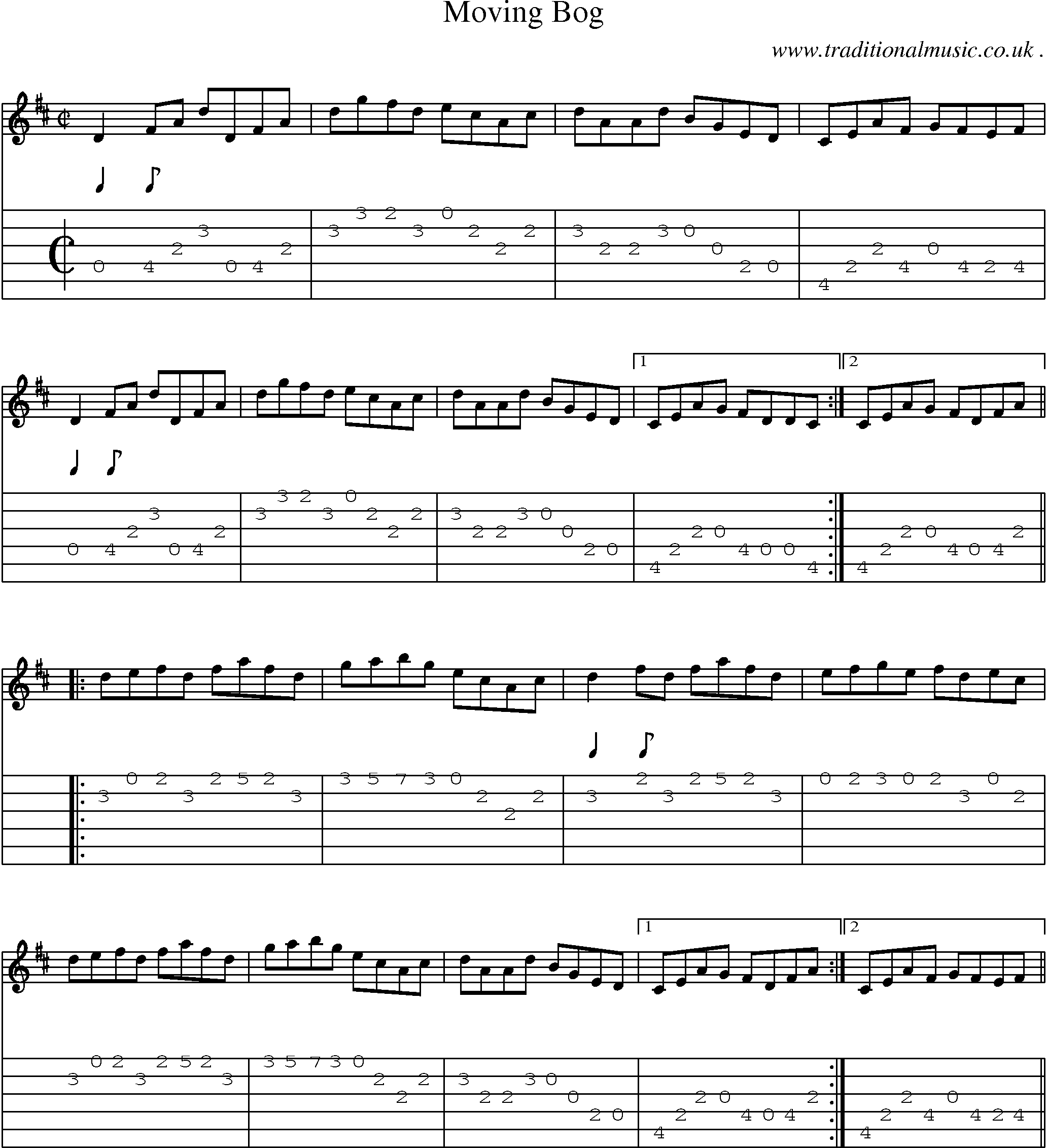 Sheet-Music and Guitar Tabs for Moving Bog