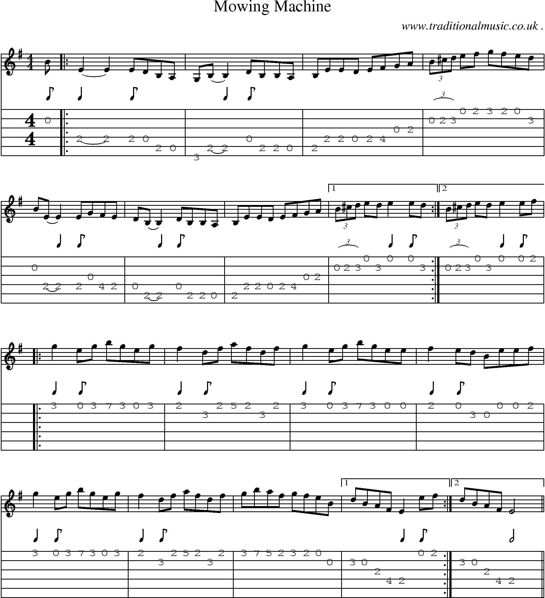 Sheet-Music and Guitar Tabs for Mowing Machine