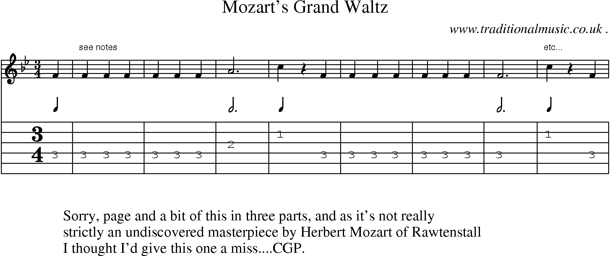 Sheet-Music and Guitar Tabs for Mozarts Grand Waltz