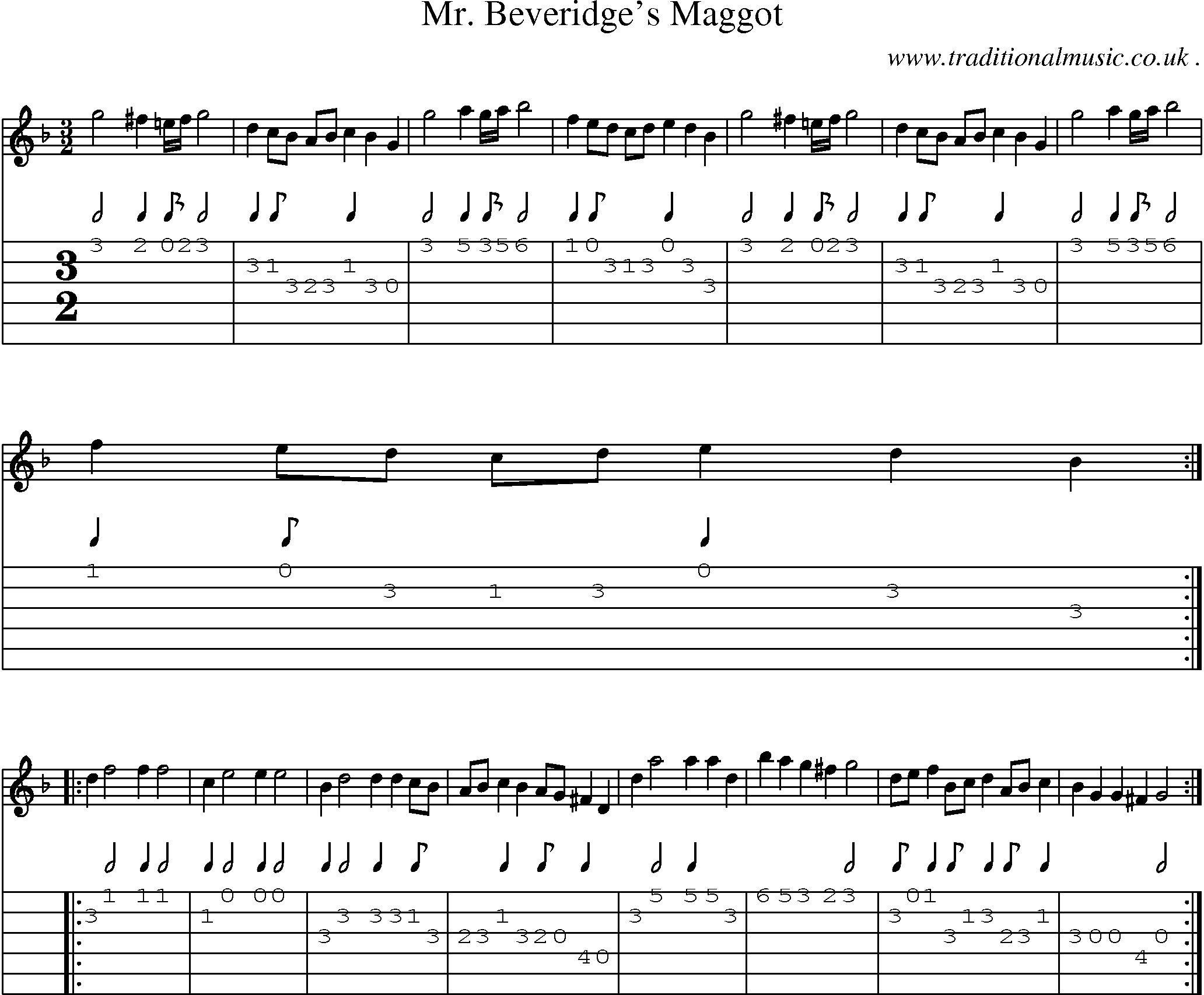 Sheet-Music and Guitar Tabs for Mr Beveridges Maggot