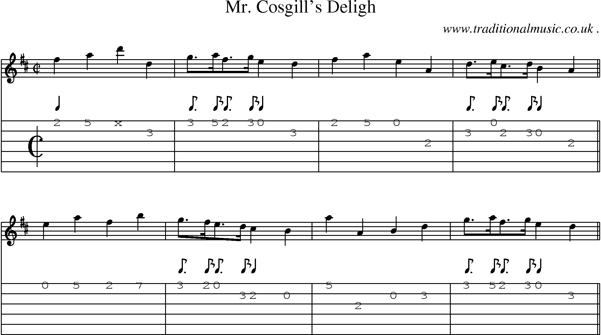 Sheet-Music and Guitar Tabs for Mr Cosgills Deligh