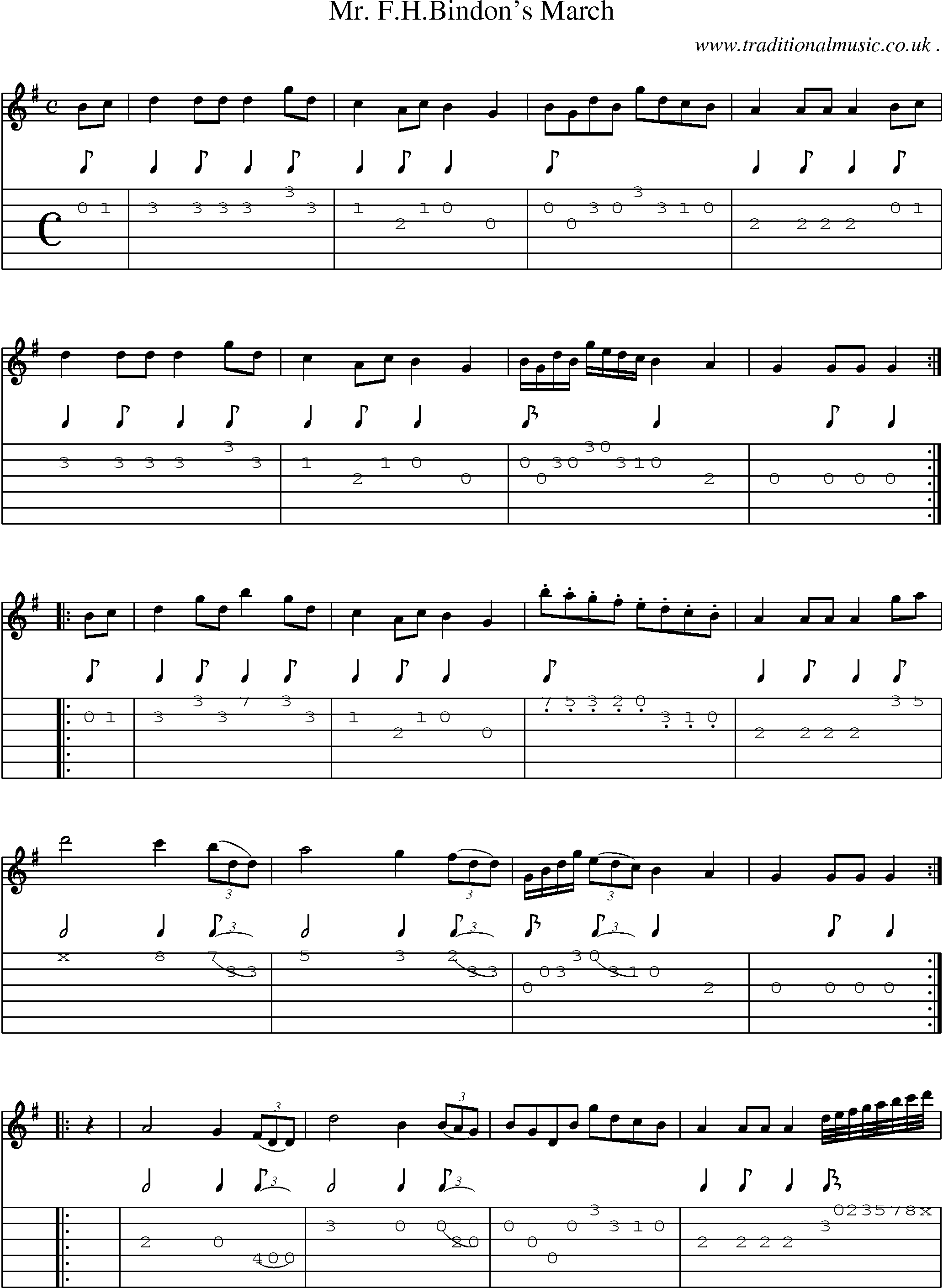 Sheet-Music and Guitar Tabs for Mr Fhbindons March