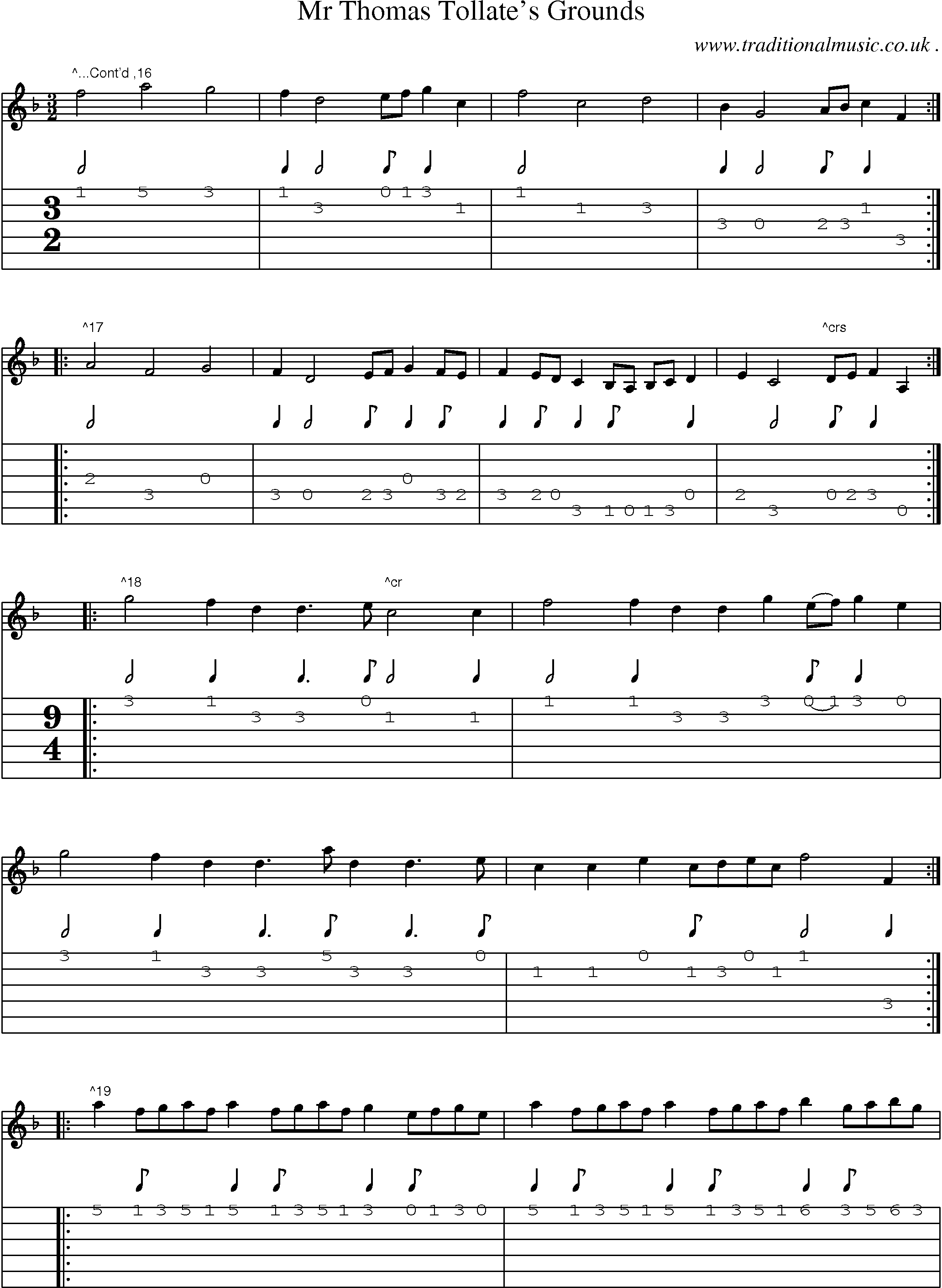 Sheet-Music and Guitar Tabs for Mr Thomas Tollates Grounds
