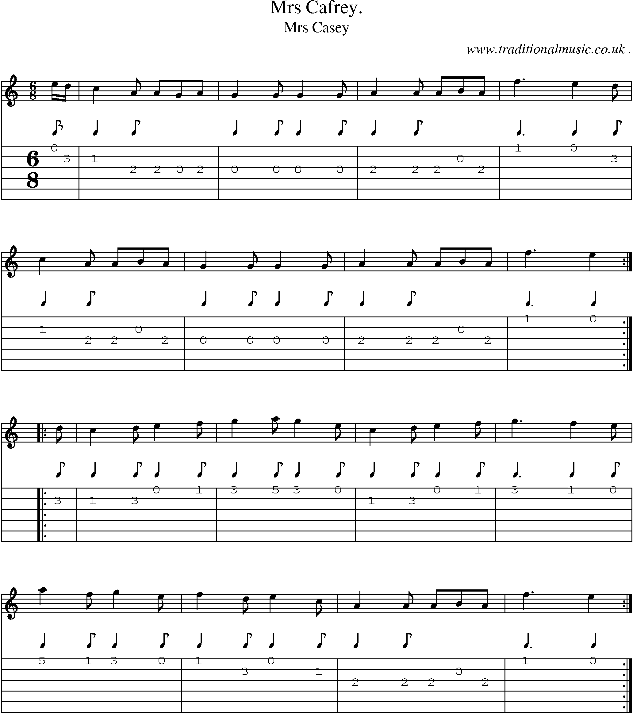Sheet-Music and Guitar Tabs for Mrs Cafrey