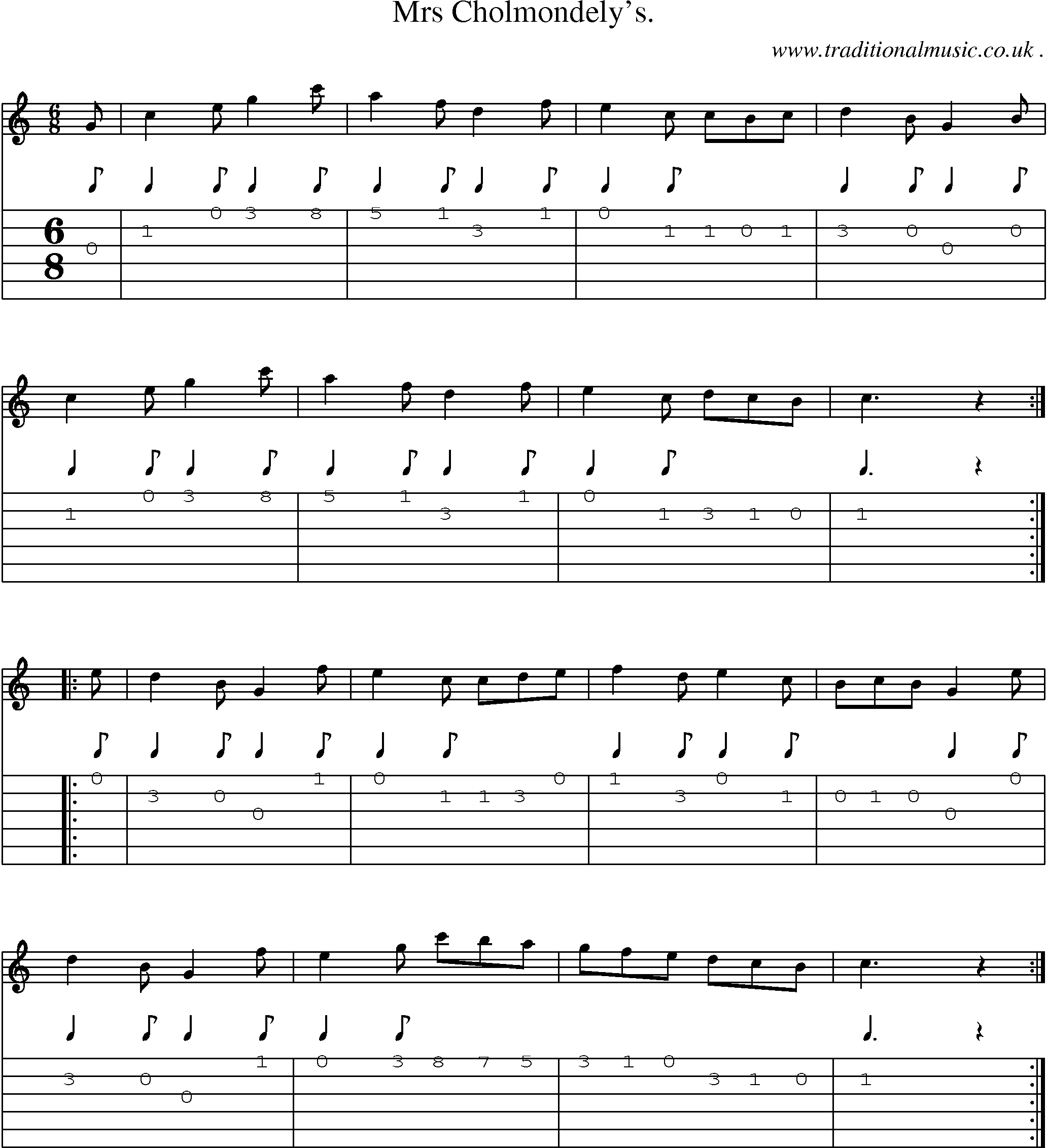 Sheet-Music and Guitar Tabs for Mrs Cholmondelys