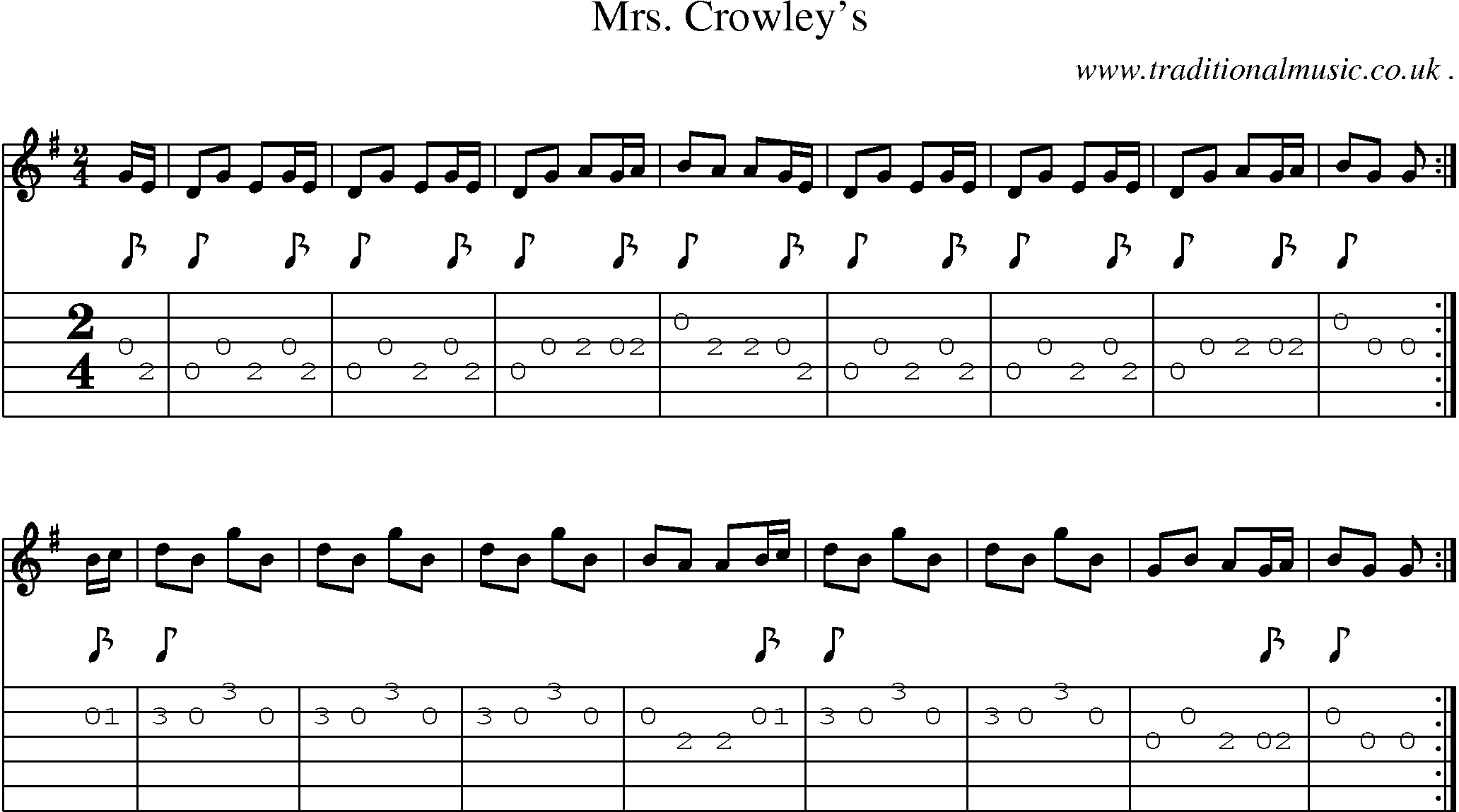 Sheet-Music and Guitar Tabs for Mrs Crowleys