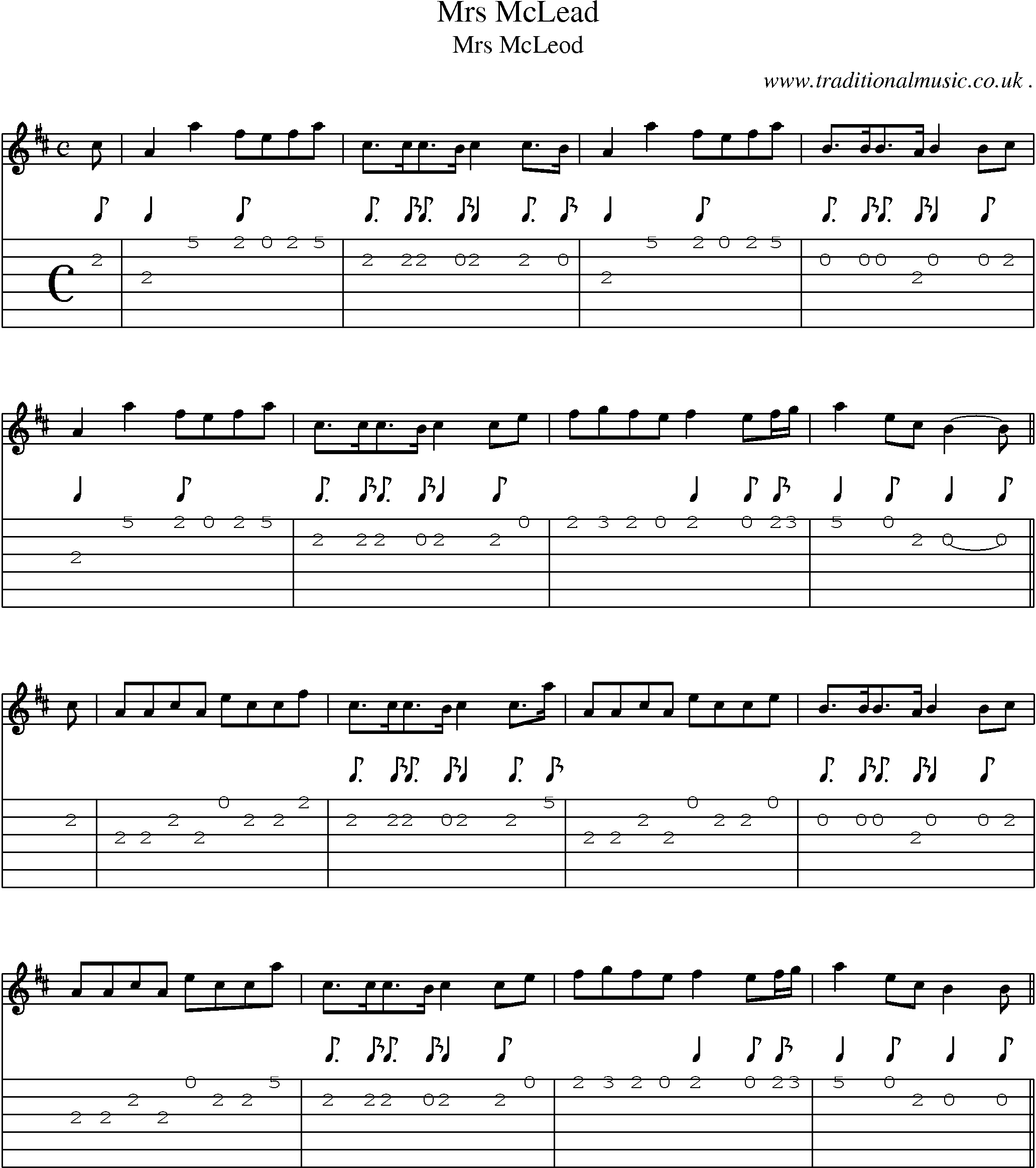 Sheet-Music and Guitar Tabs for Mrs Mclead