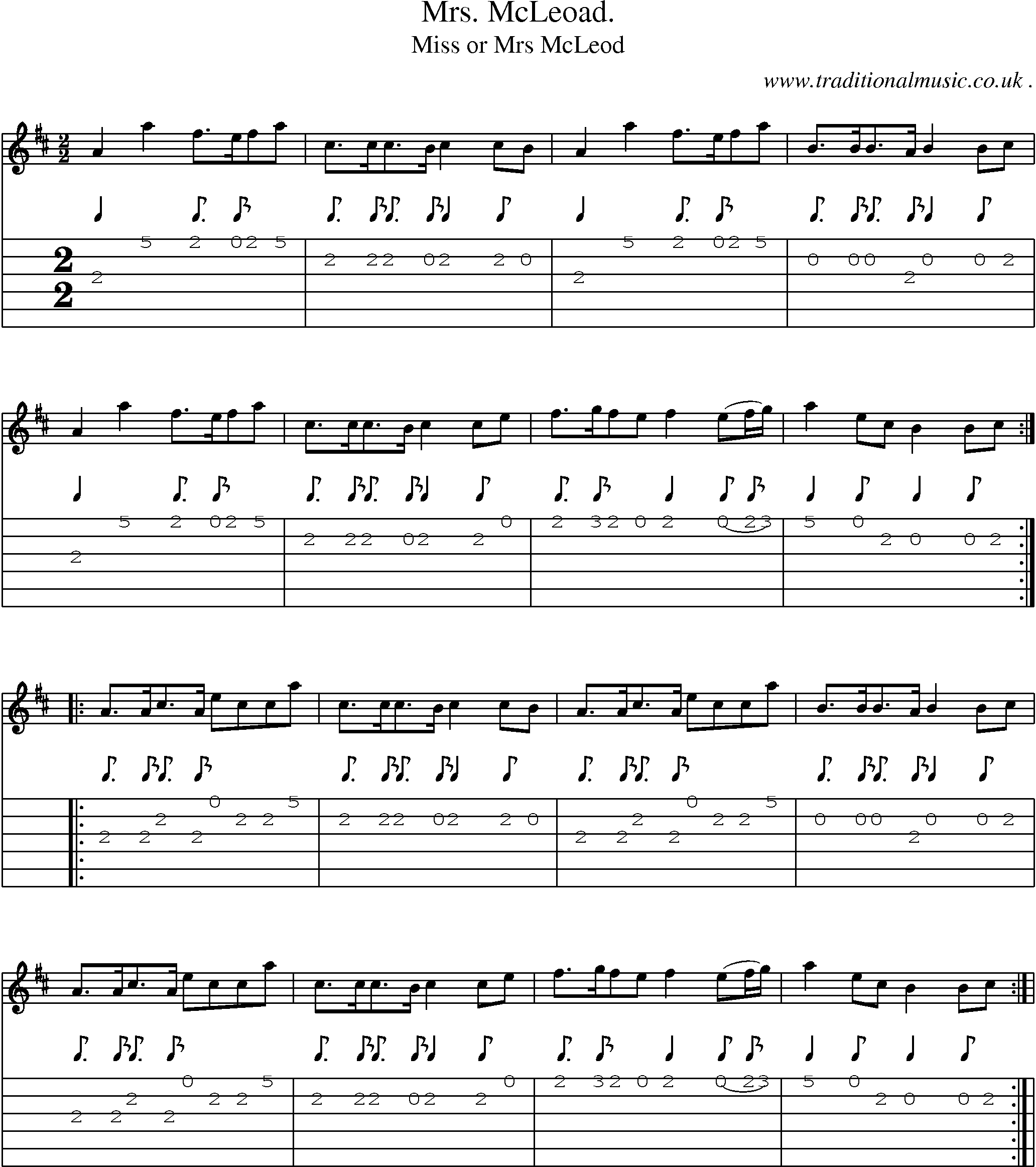 Sheet-Music and Guitar Tabs for Mrs Mcleoad