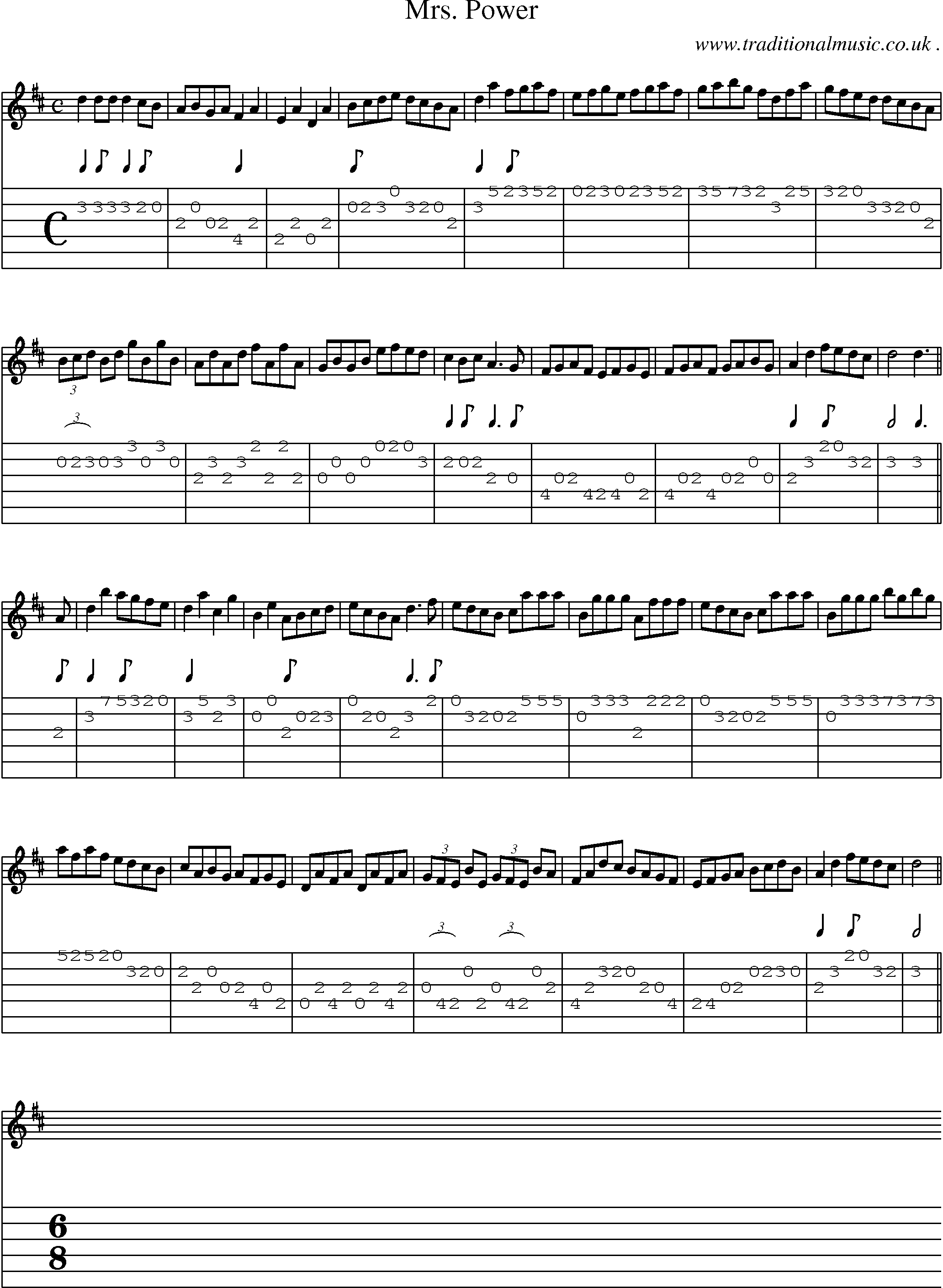 Sheet-Music and Guitar Tabs for Mrs Power