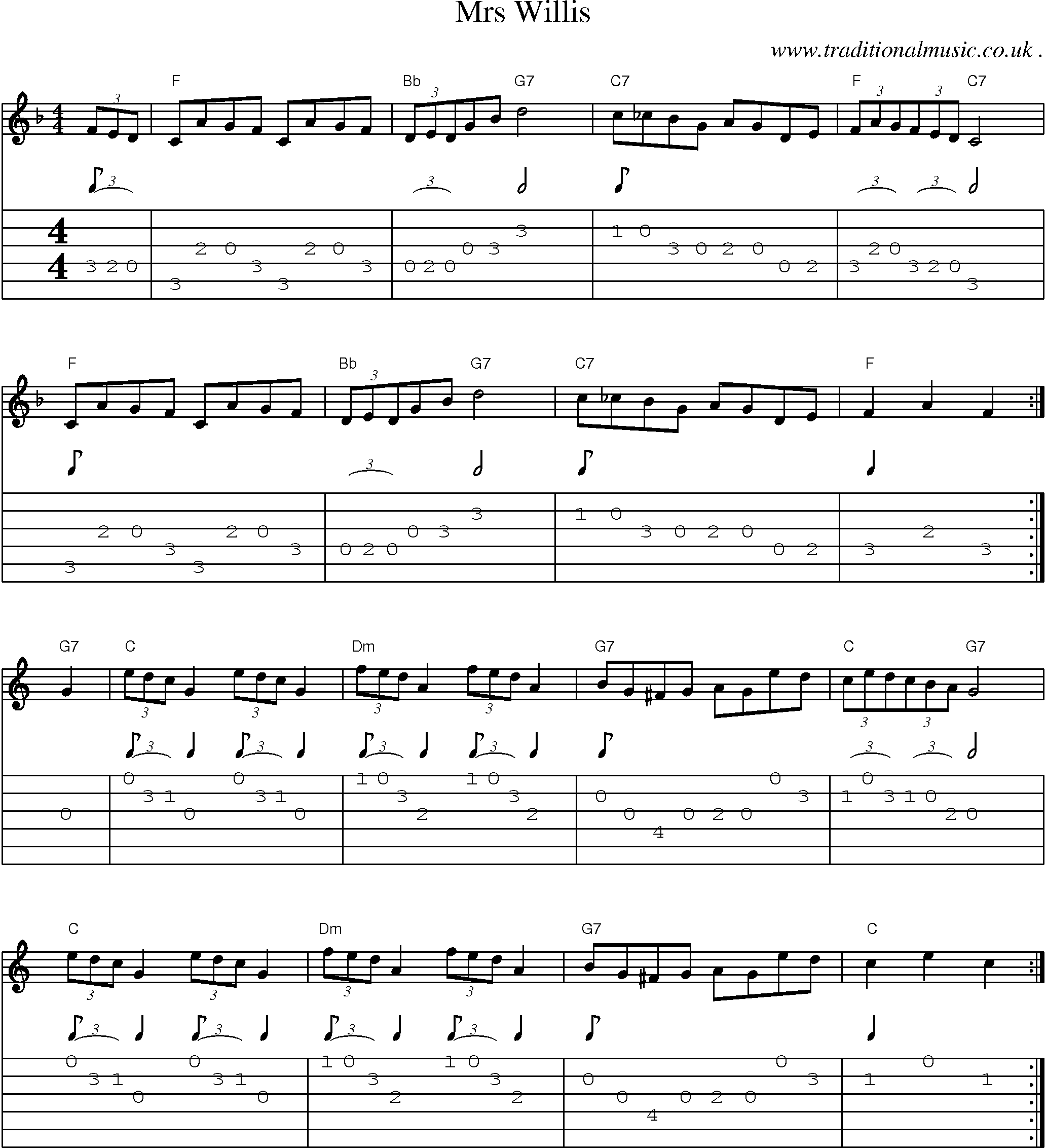 Sheet-Music and Guitar Tabs for Mrs Willis