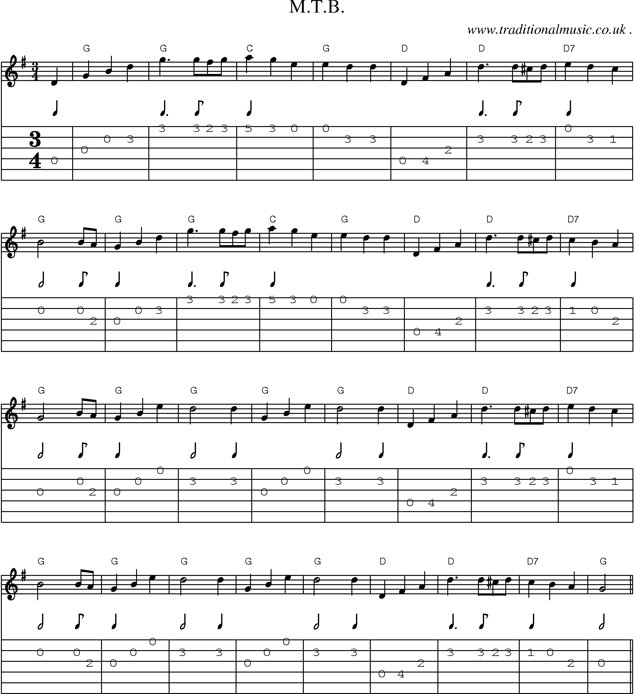 Sheet-Music and Guitar Tabs for Mtb