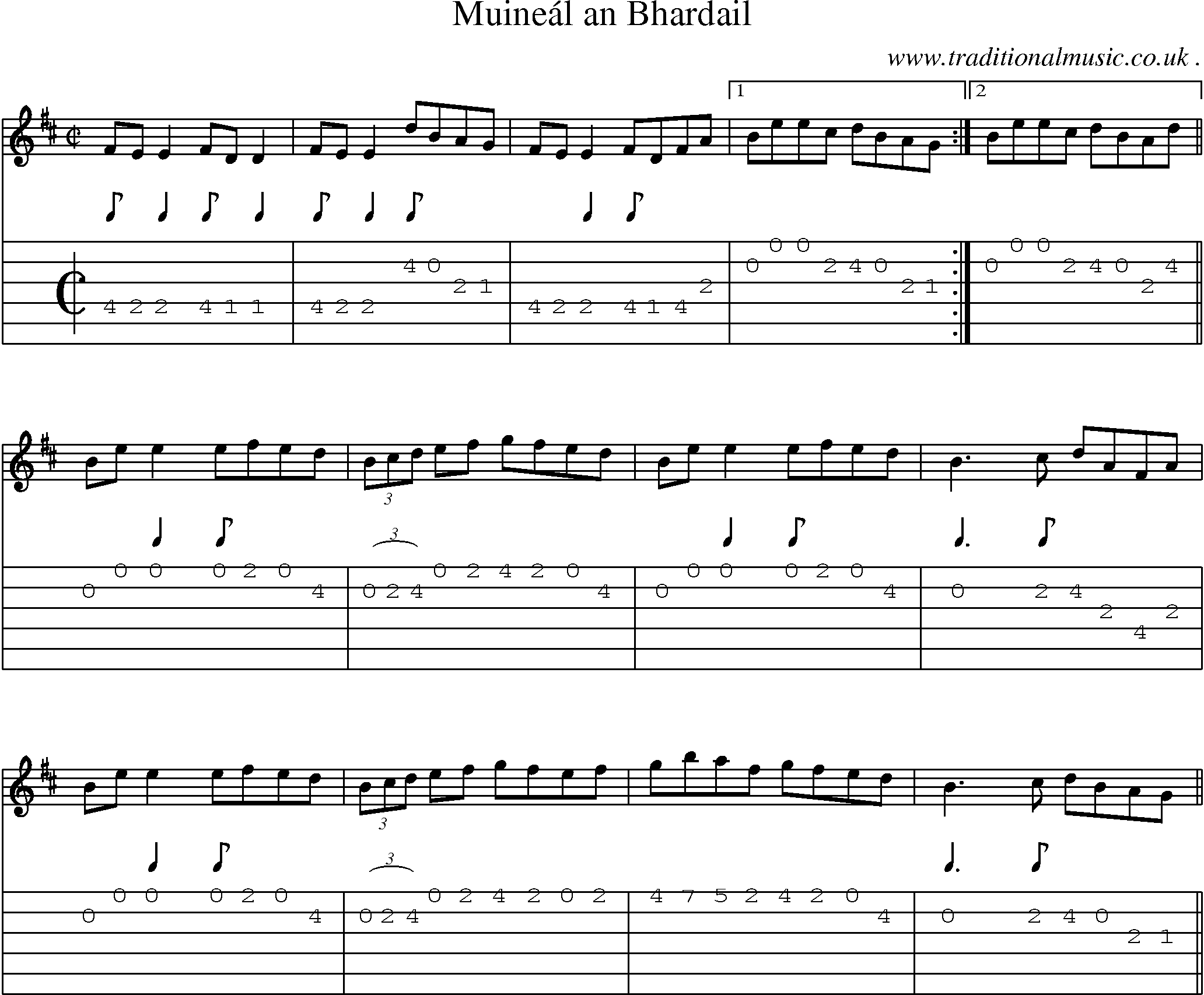 Sheet-Music and Guitar Tabs for Muineal An Bhardail
