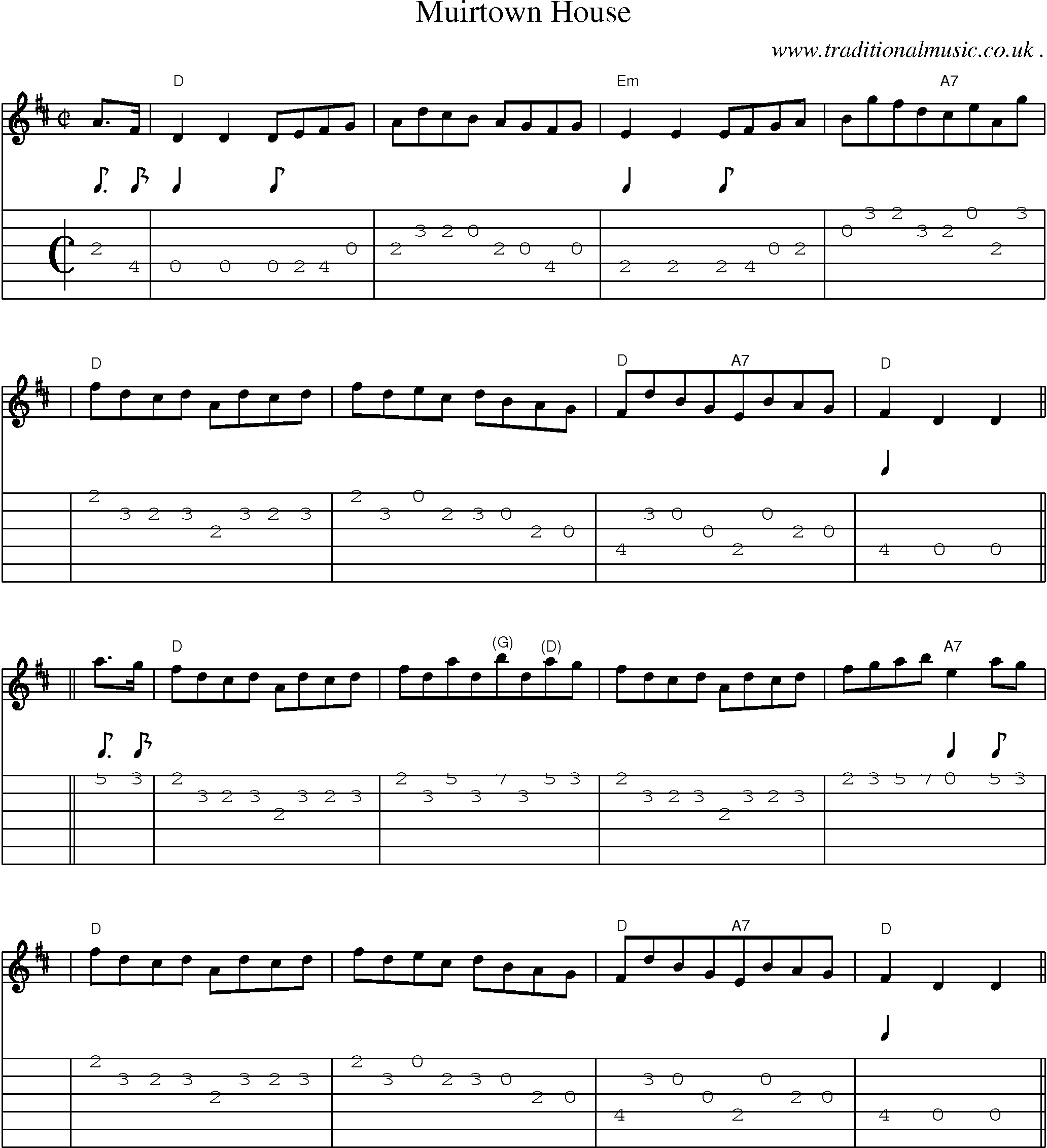 Sheet-Music and Guitar Tabs for Muirtown House
