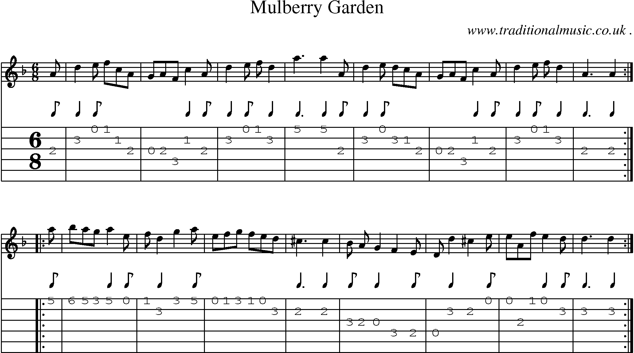 Sheet-Music and Guitar Tabs for Mulberry Garden