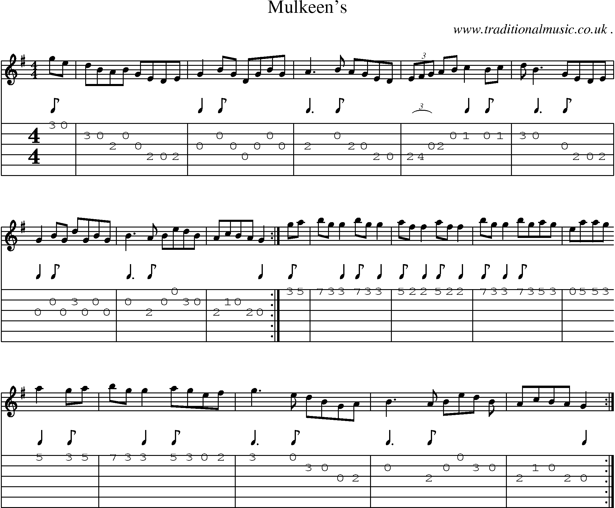 Sheet-Music and Guitar Tabs for Mulkeens