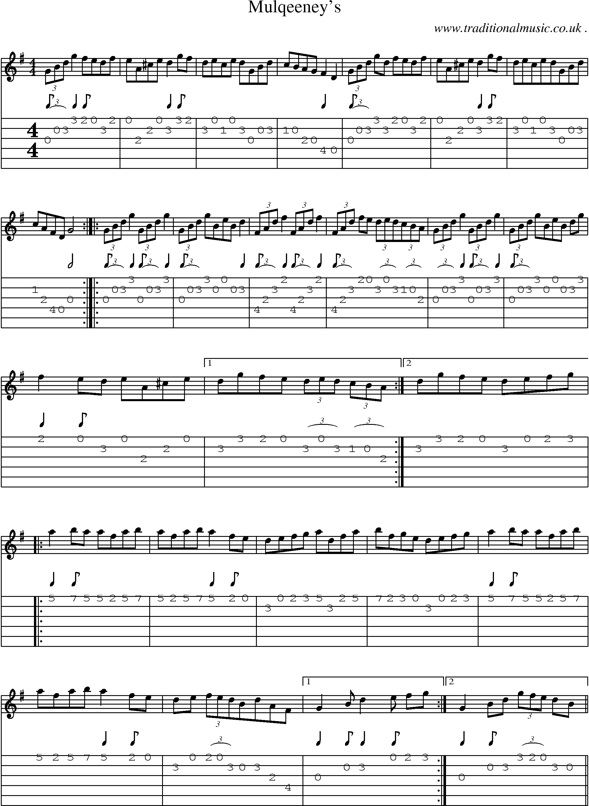 Sheet-Music and Guitar Tabs for Mulqeeney