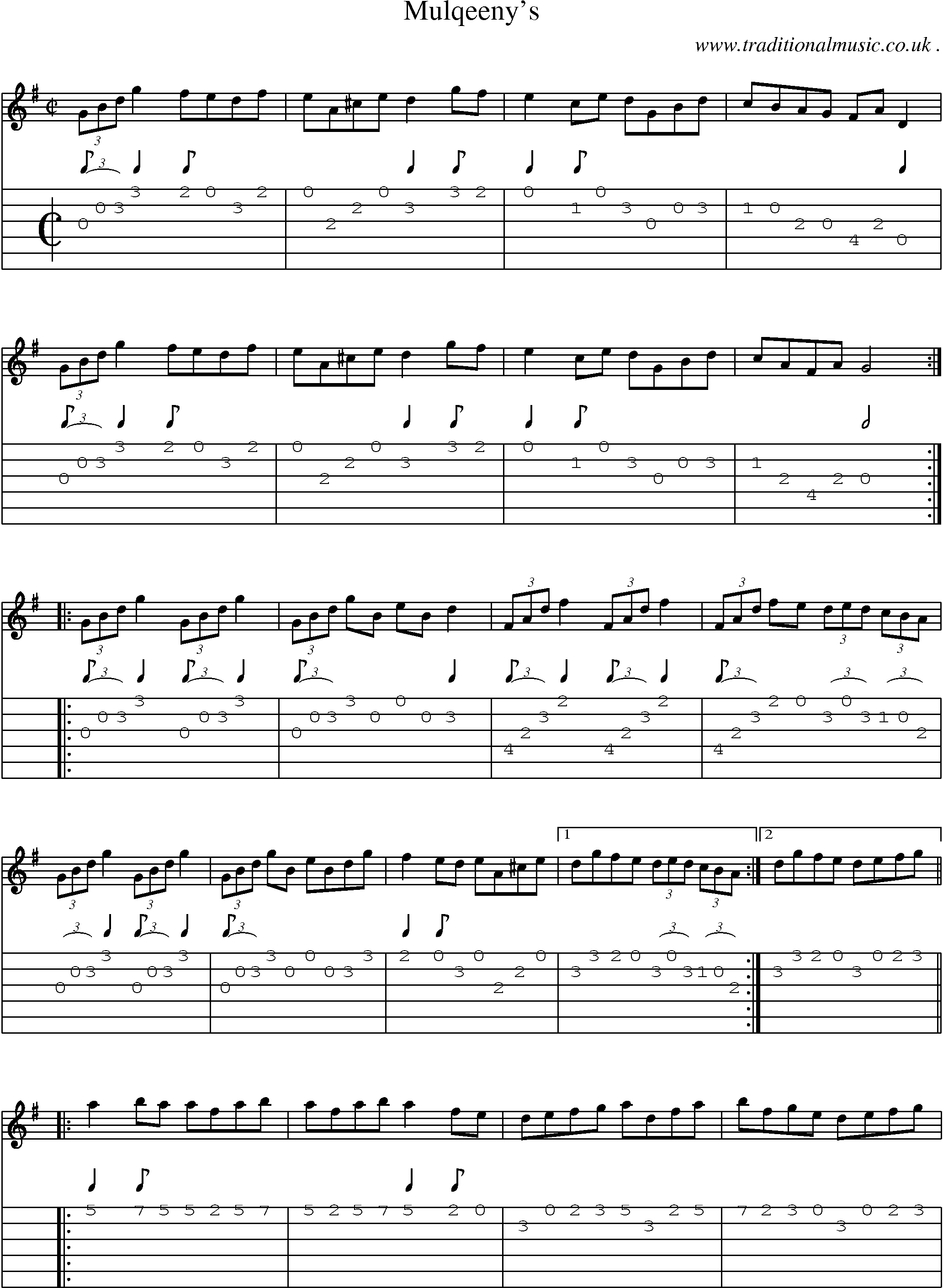 Sheet-Music and Guitar Tabs for Mulqeenys