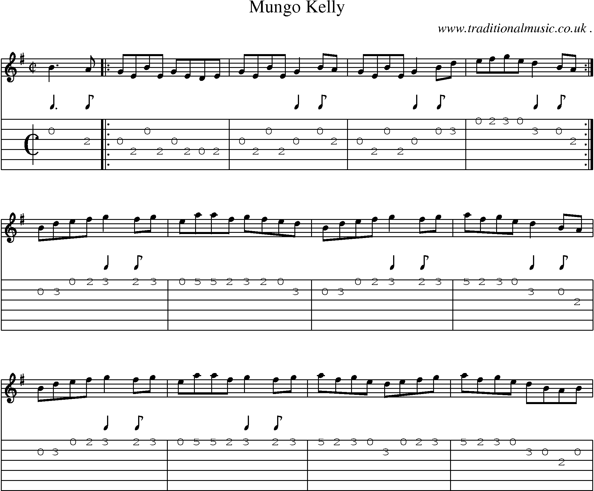 Sheet-Music and Guitar Tabs for Mungo Kelly