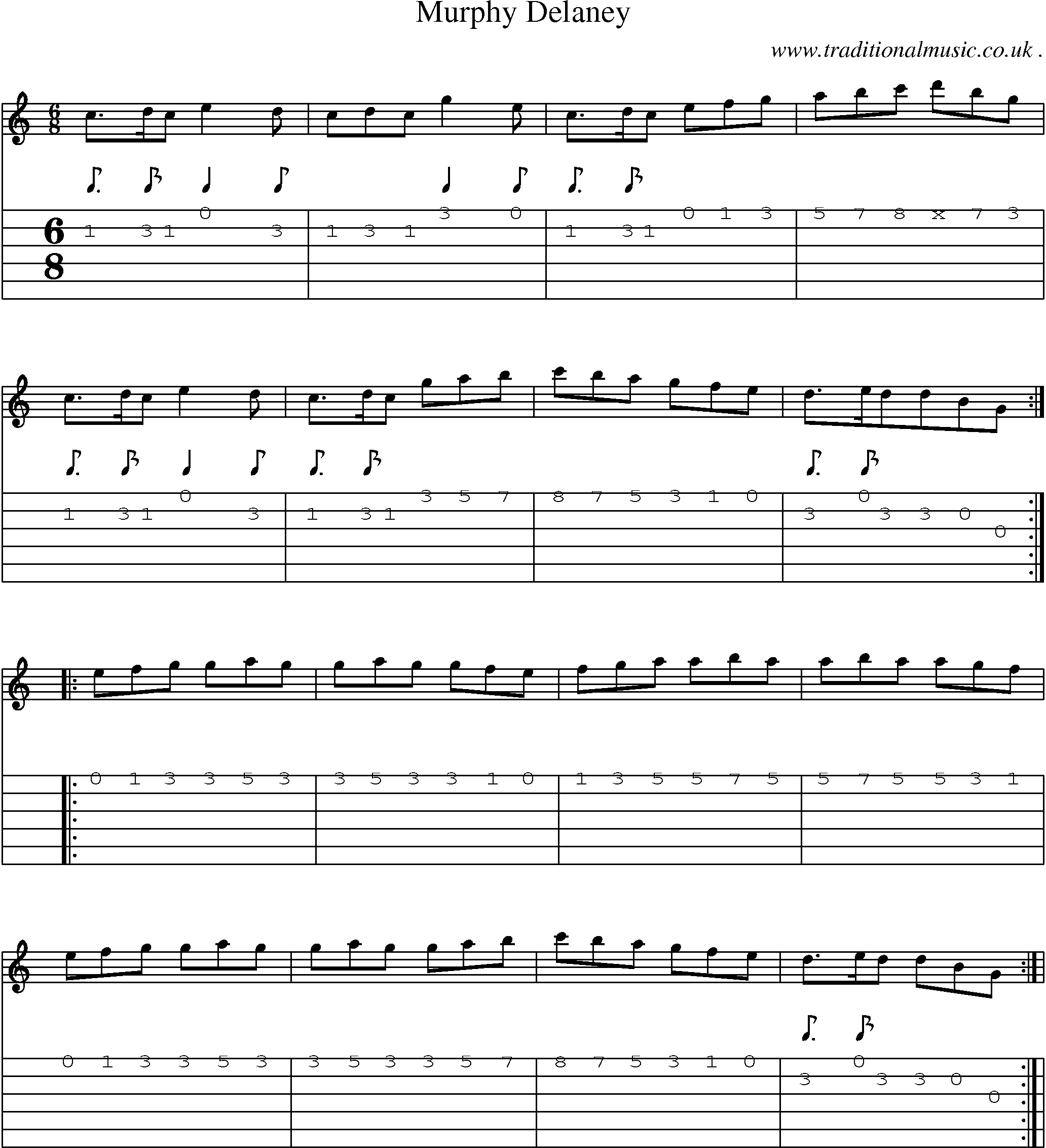 Sheet-Music and Guitar Tabs for Murphy Delaney