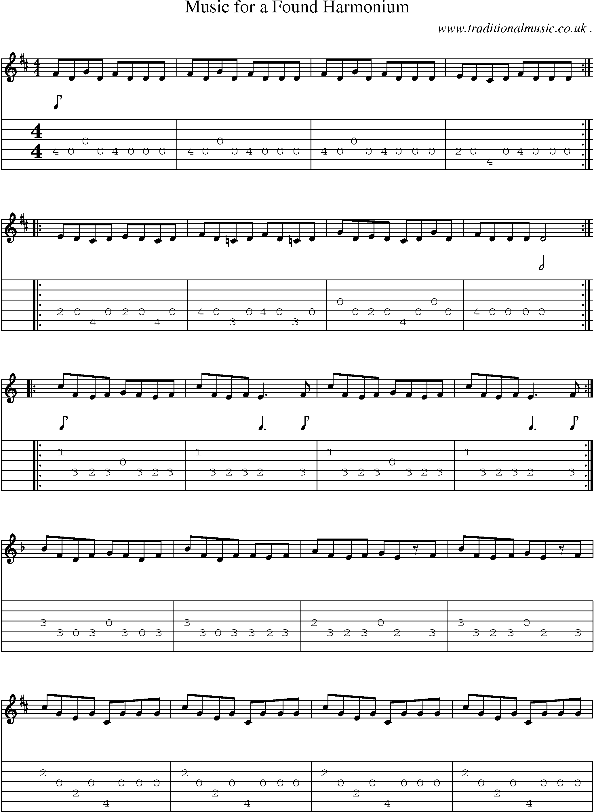 Sheet-Music and Guitar Tabs for Music For A Found Harmonium