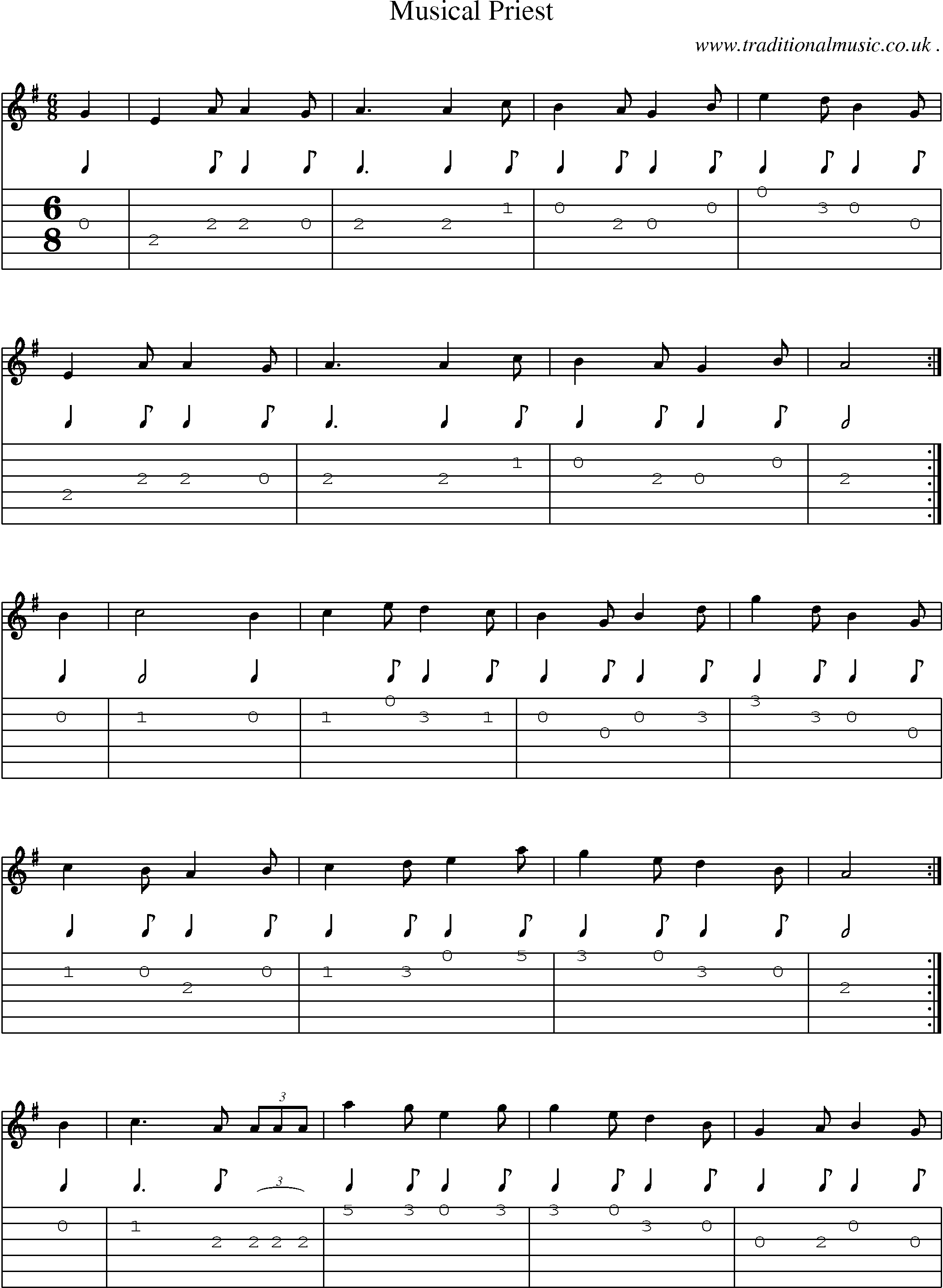 Sheet-Music and Guitar Tabs for Musical Priest